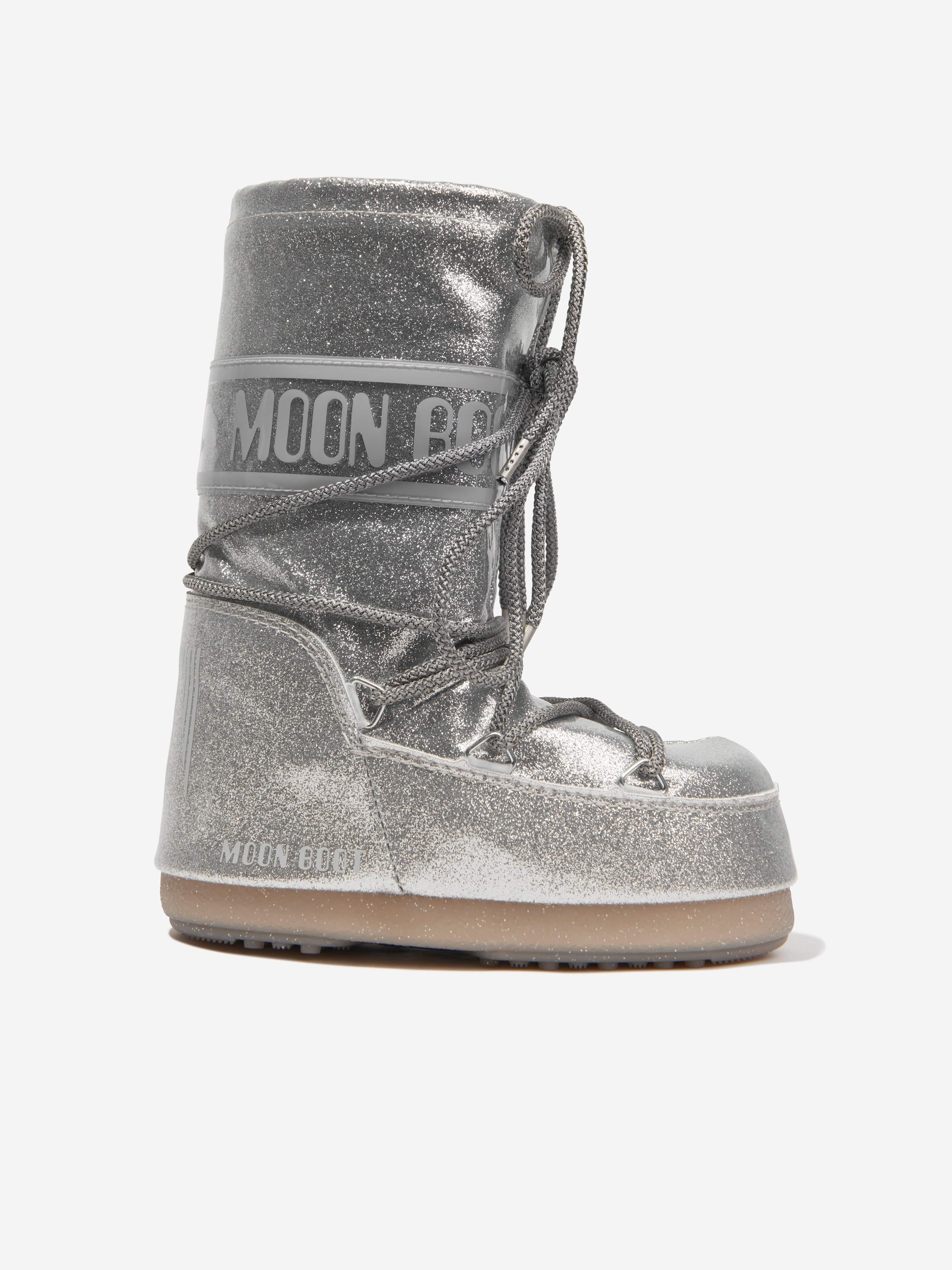 Moon Boot Kids Icon Glitter Snow Boots in Silver Really Cheap Shoes Online