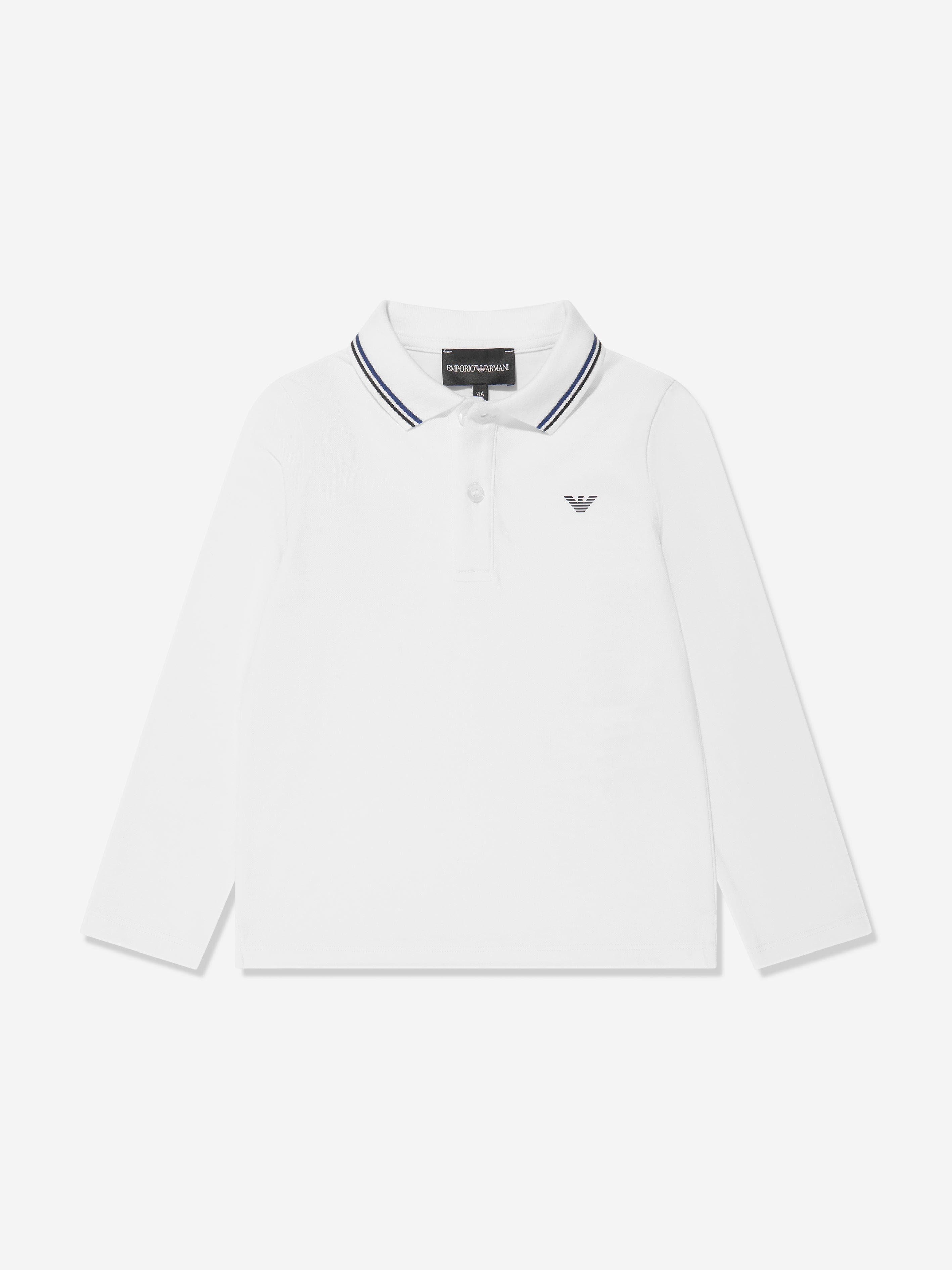 Emporio Armani Boys Long Sleeve Polo Shirt In White Buy Cheap Fashion Style