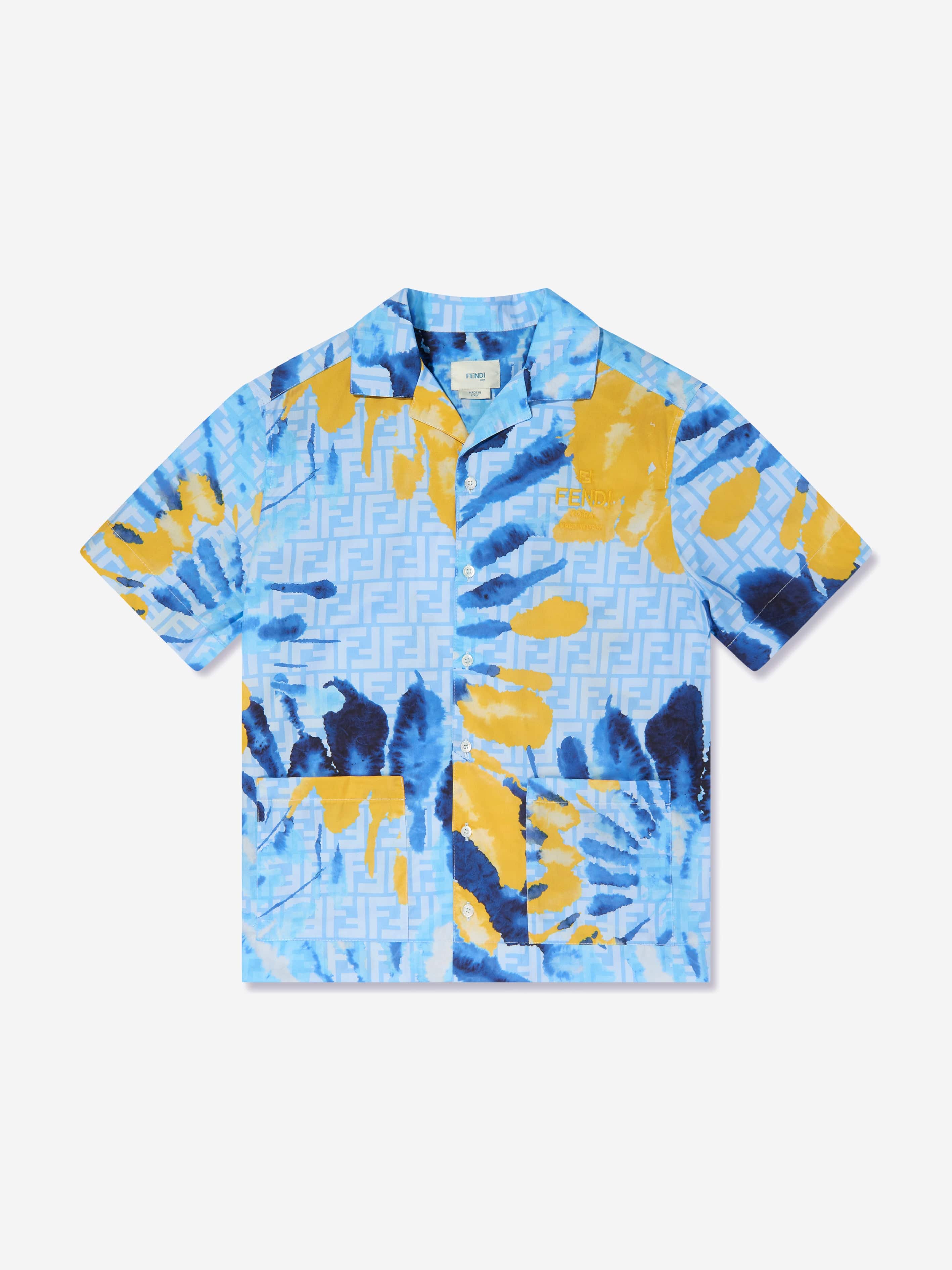 Fendi Boys Tie Dye Shirt in Blue Discount Reliable