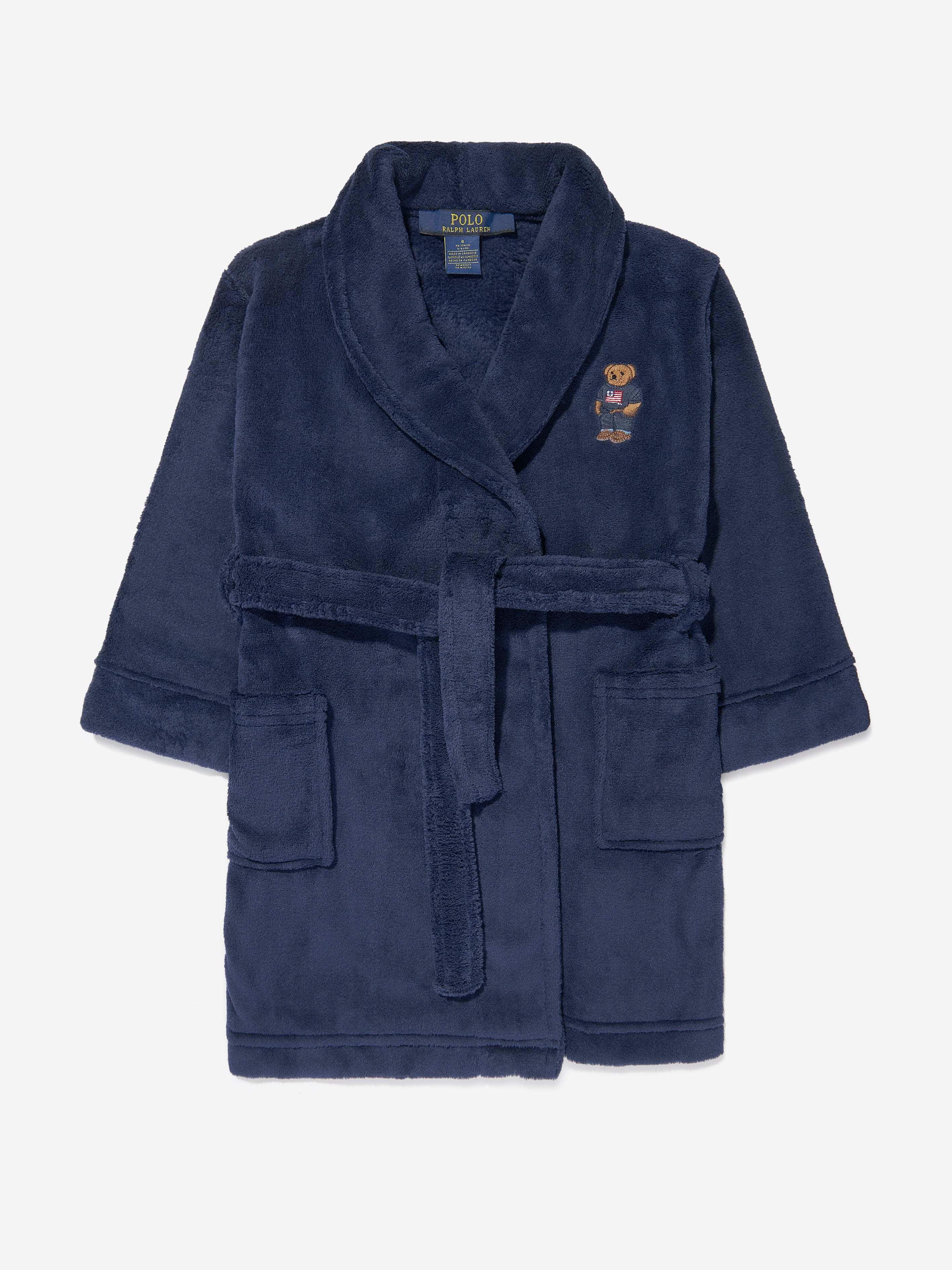 Ralph Lauren Boys Bear Patch Robe in Navy Manchester Great Sale Online