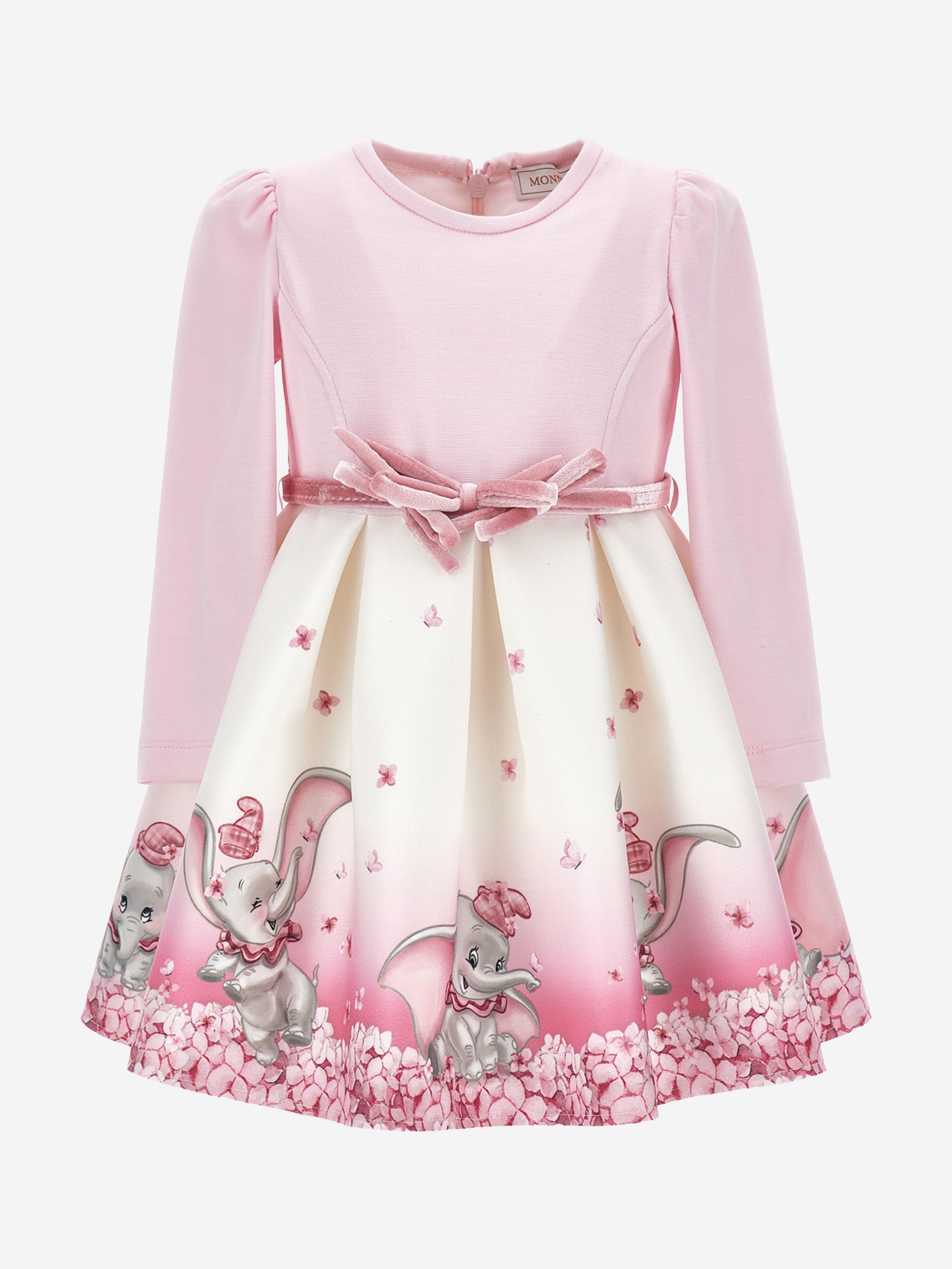 Monnalisa Baby Girls Disney Dumbo Neoprene Dress in Pink Real For Sale