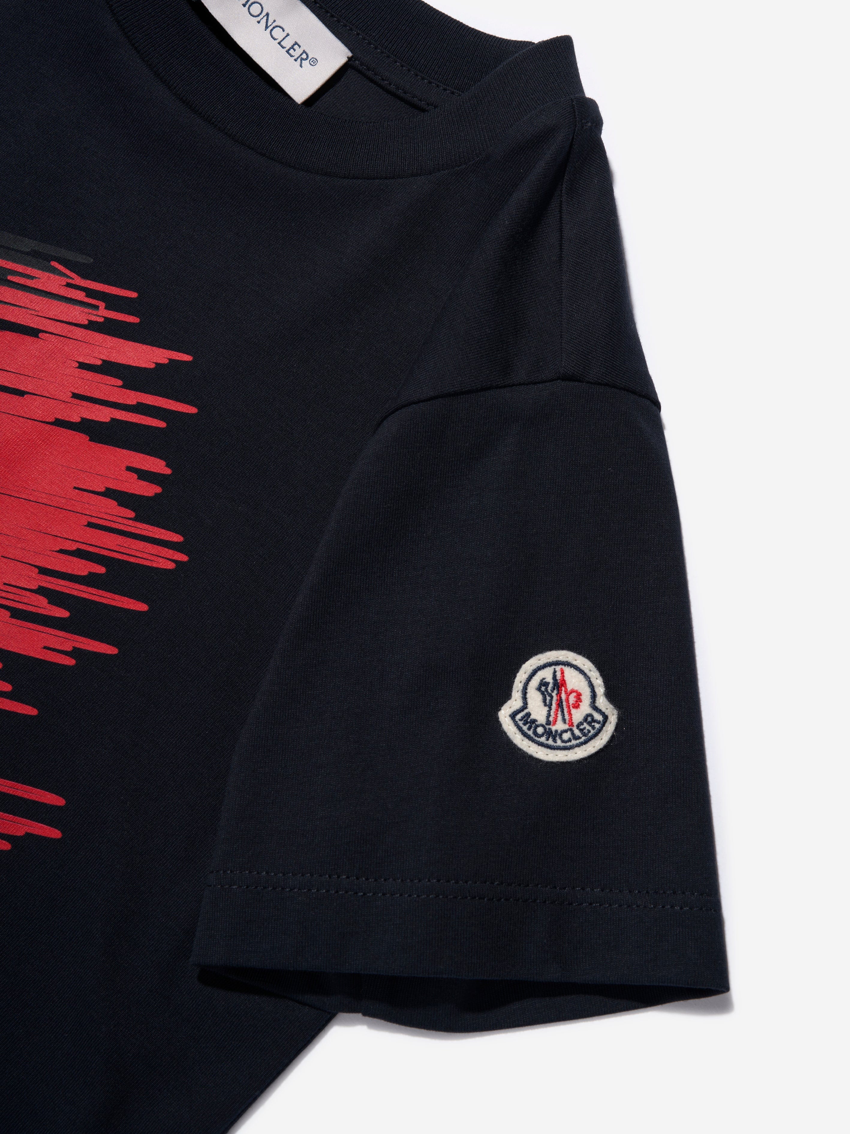 Moncler Enfant Boys Logo Print T-Shirt in Navy Buy Cheap Hot Sale