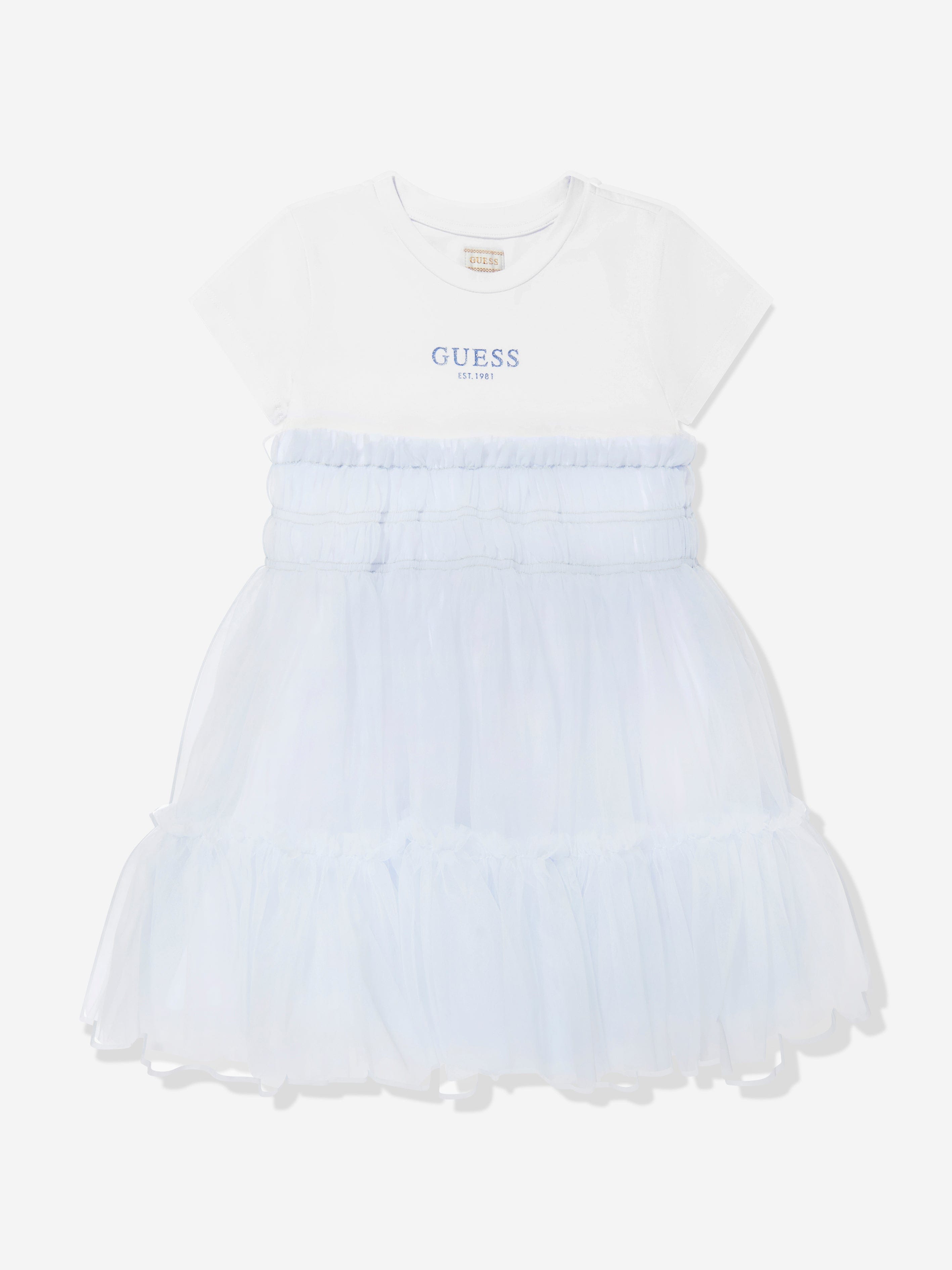 Girls Jersey and Tulle Dress in White Cheap Footlocker Finishline