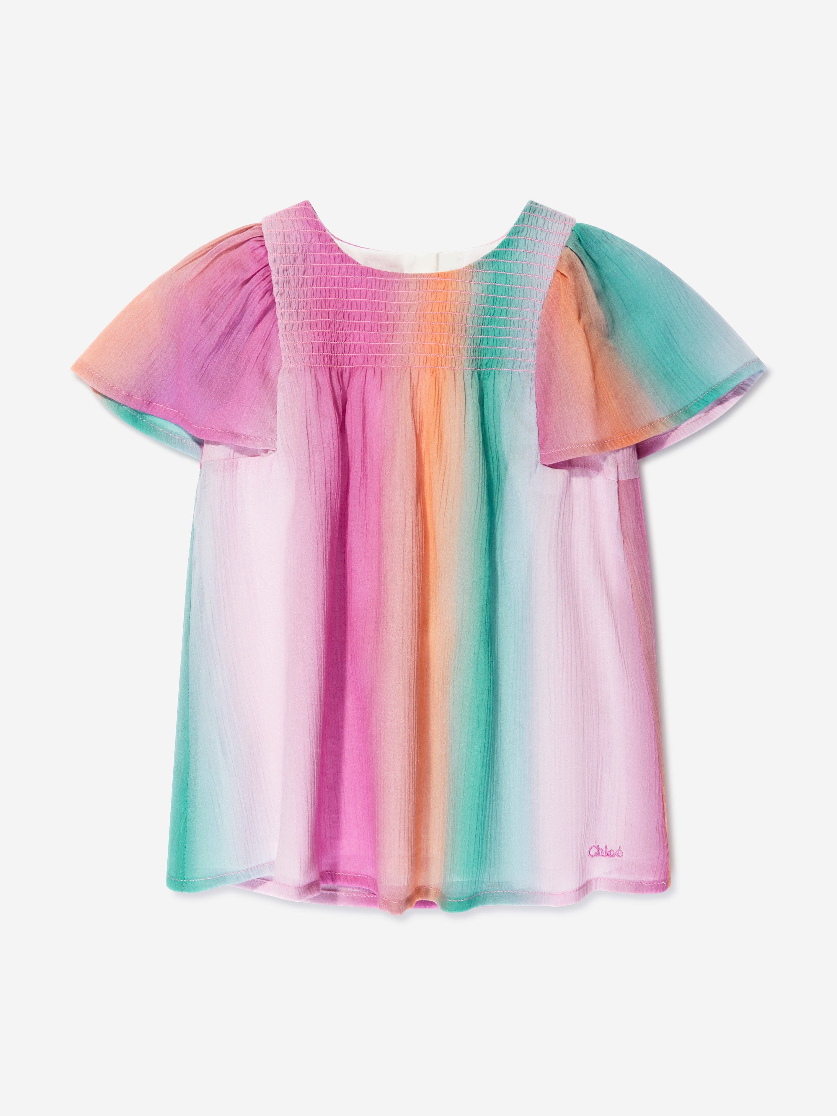 Chlo¨¦ Baby Girls Crepe Rainbow Dress in Multicolour Sale 2025 Unisex