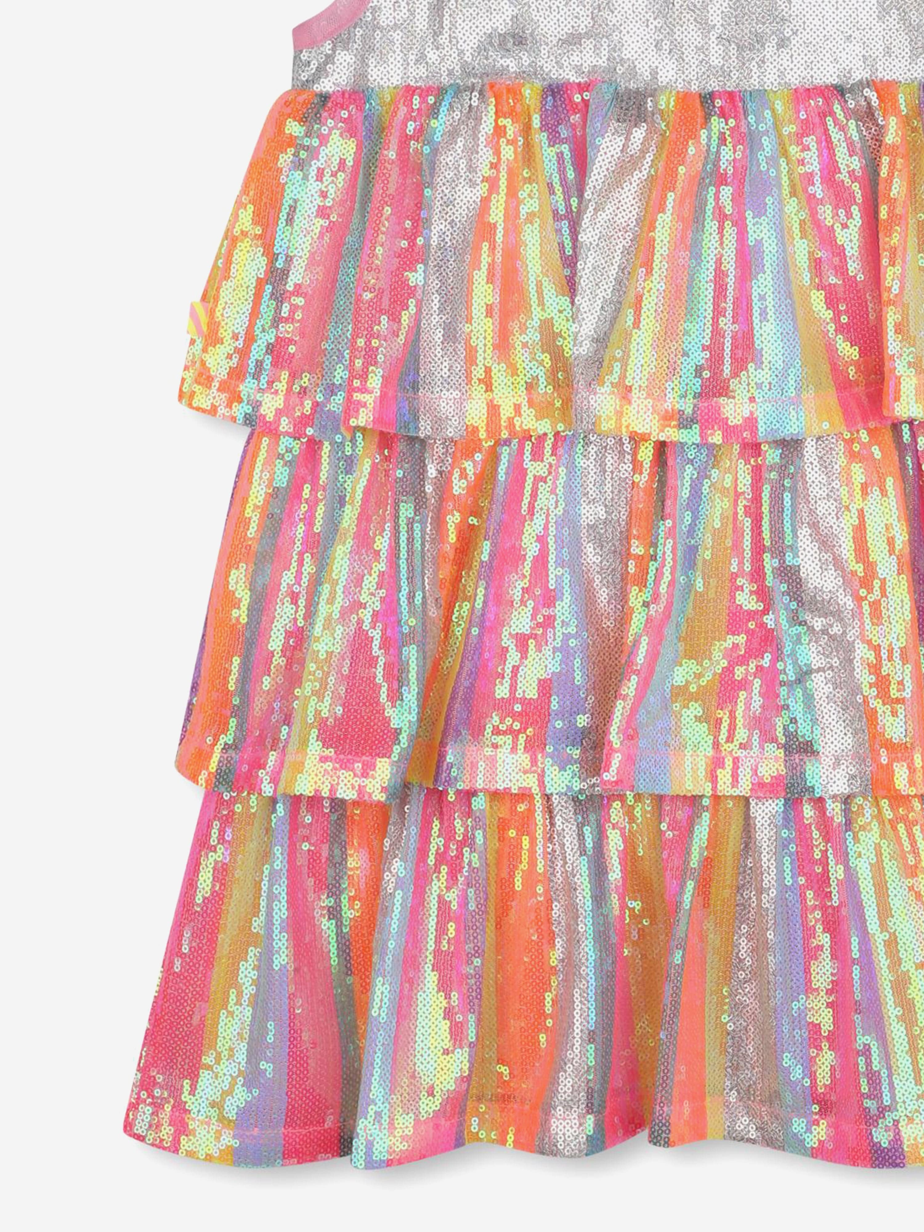 Girls Sequin Ruffle Dress in Pink Clearance Store For Sale