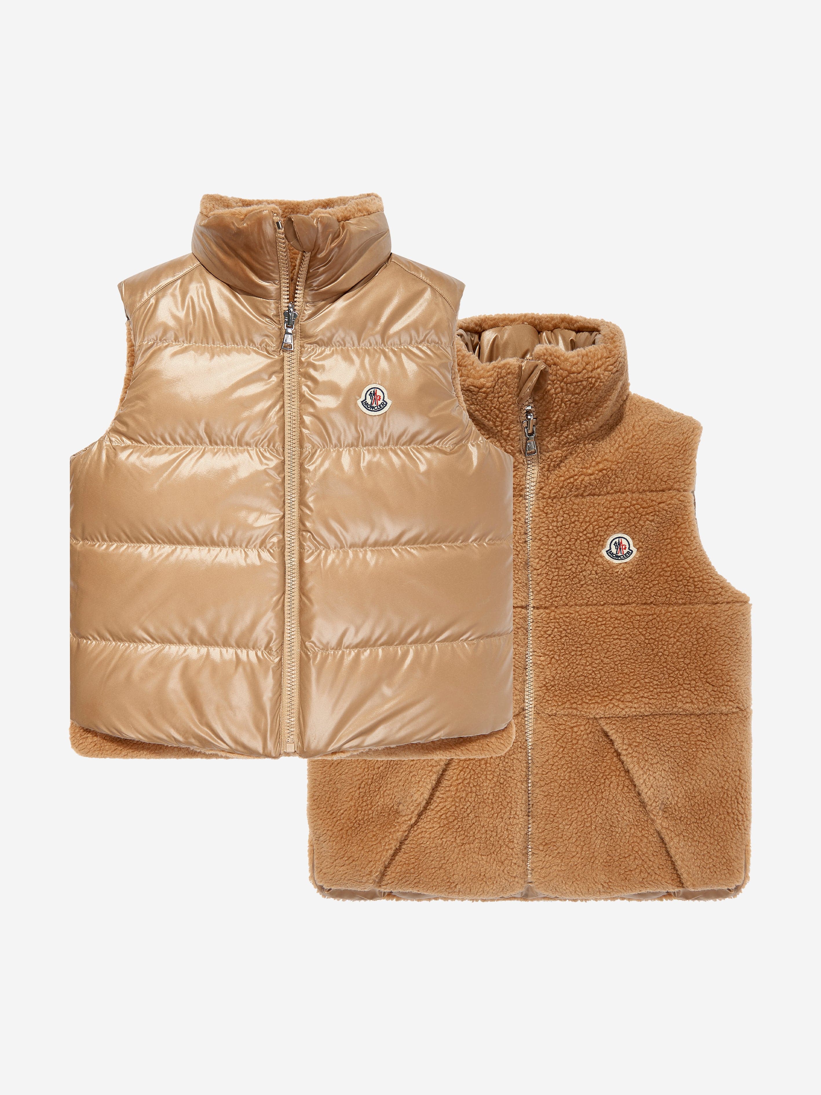 Moncler Enfant Boys Down Padded Reversible Colbricon Gilet in Beige Get Authentic Cheap Online