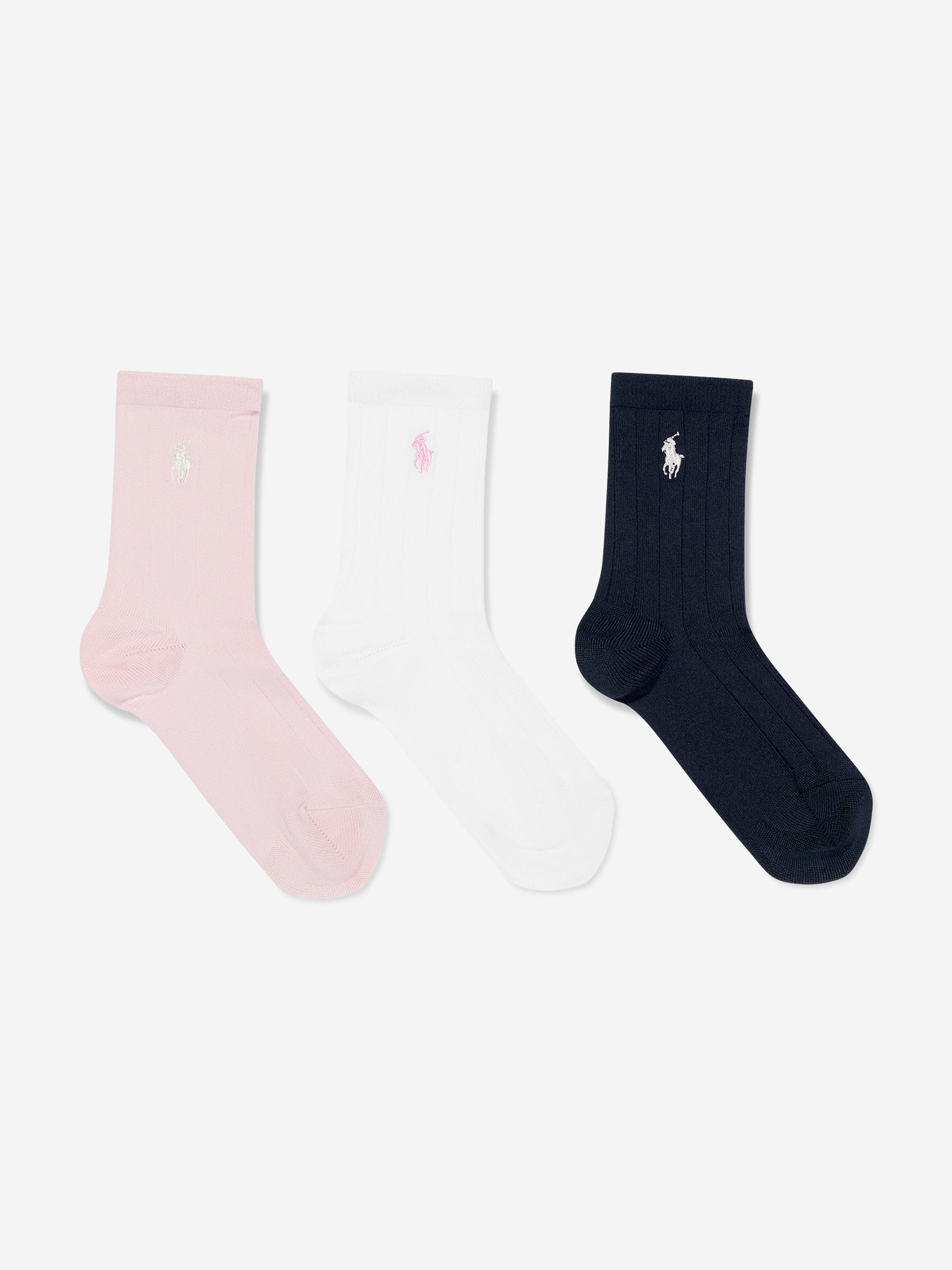 Ralph Lauren Girls Soft Rib 3 Pack Socks Set in Multicolour Clearance 2025