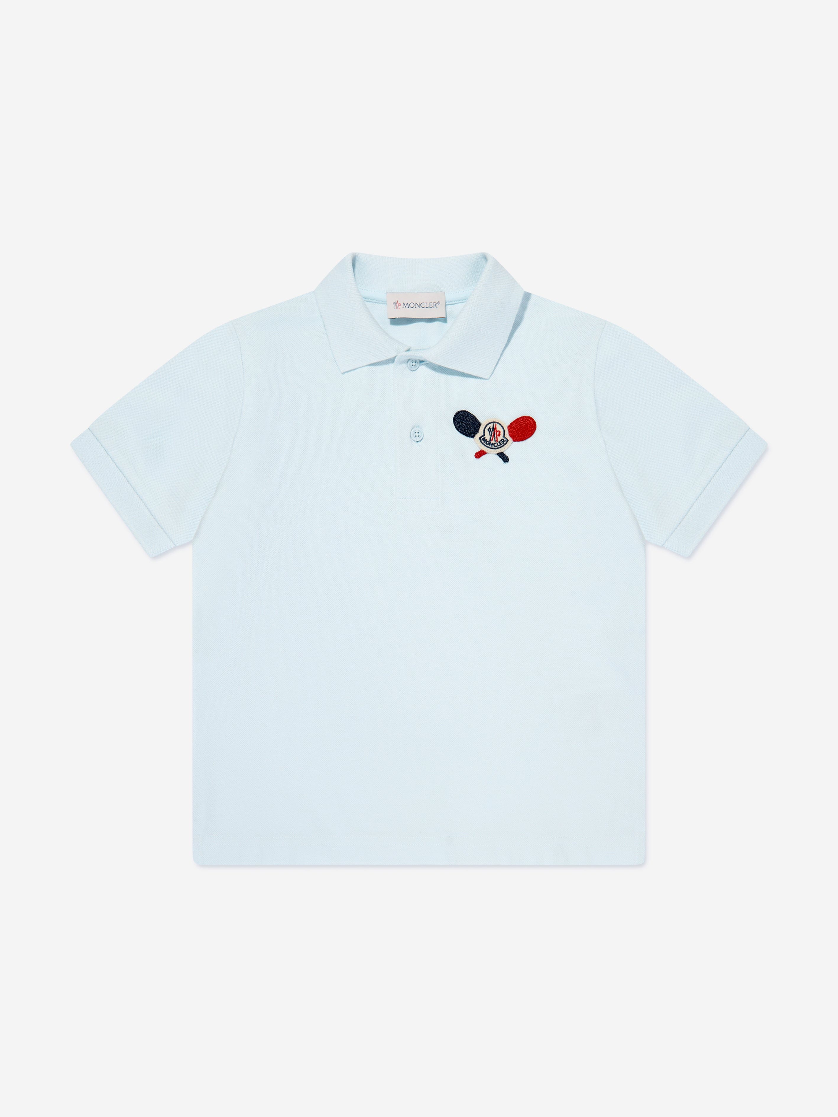 Moncler Enfant Boys Tennis Logo Polo Shirt in Blue Clearance Best Seller
