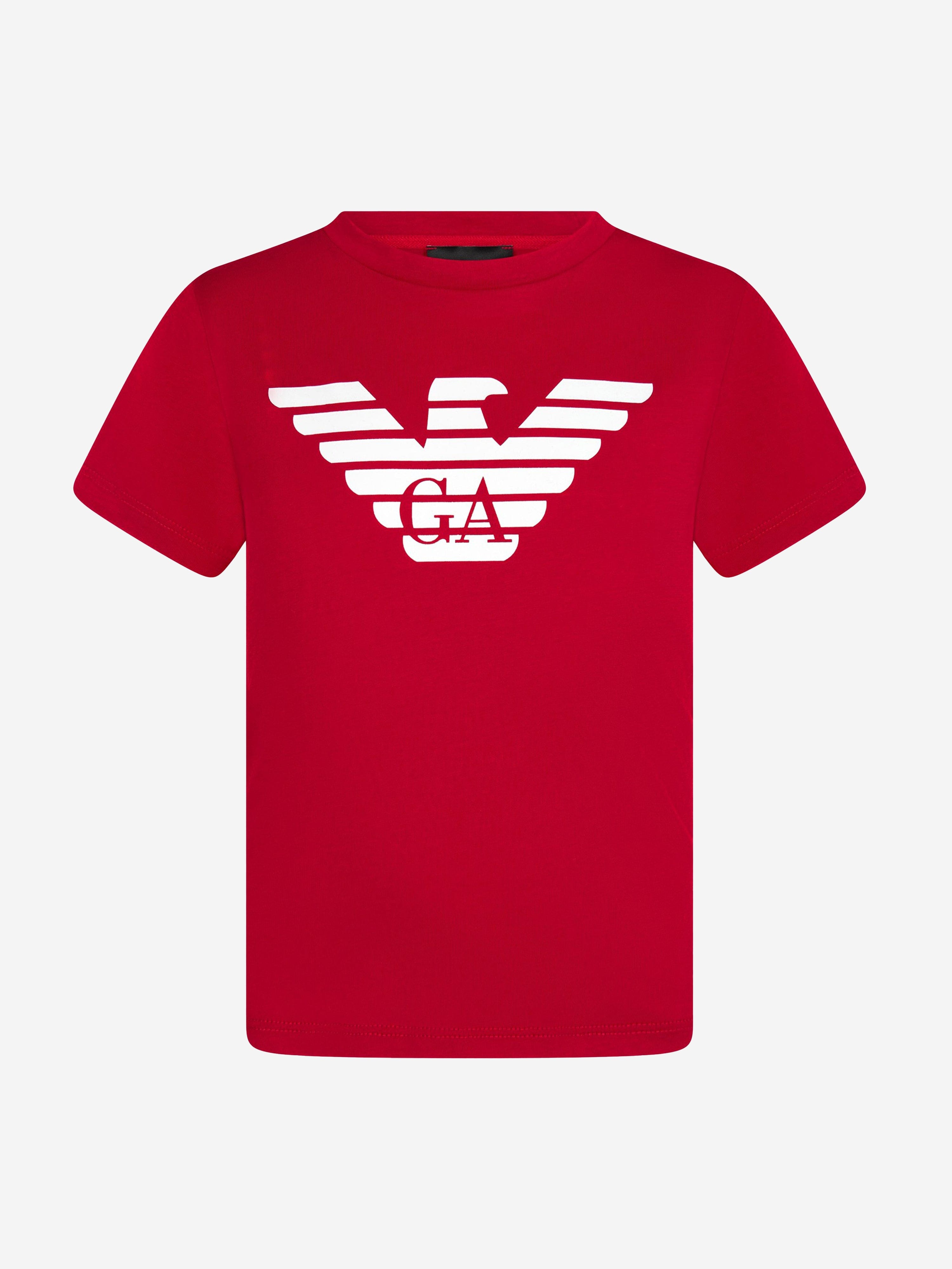 Emporio Armani Boys Logo T-Shirt in Red Amazon Cheap Online