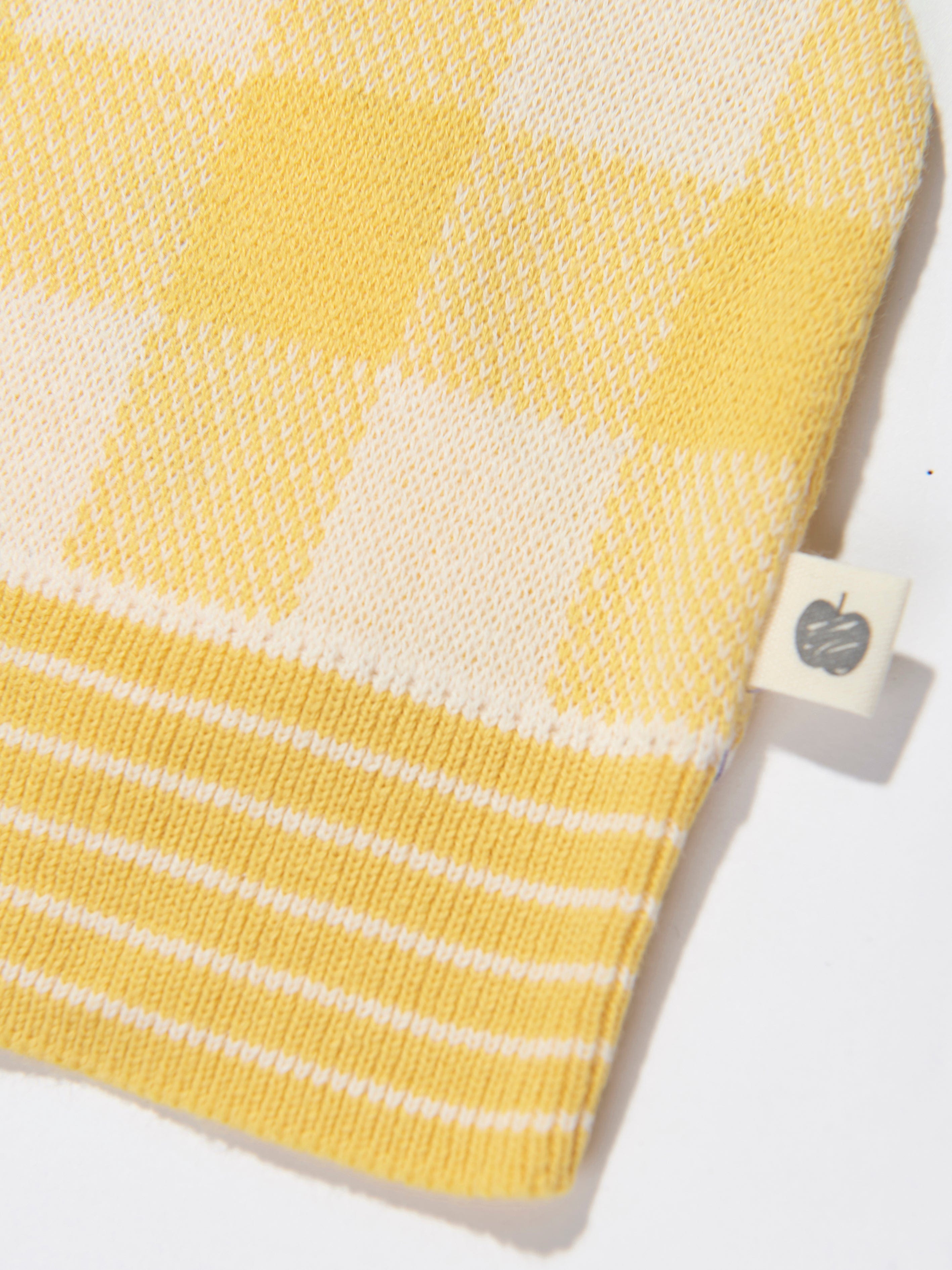 The Bonnie Mob Kids Check Jacquard Knit Hat in Yellow Cheapest For Sale