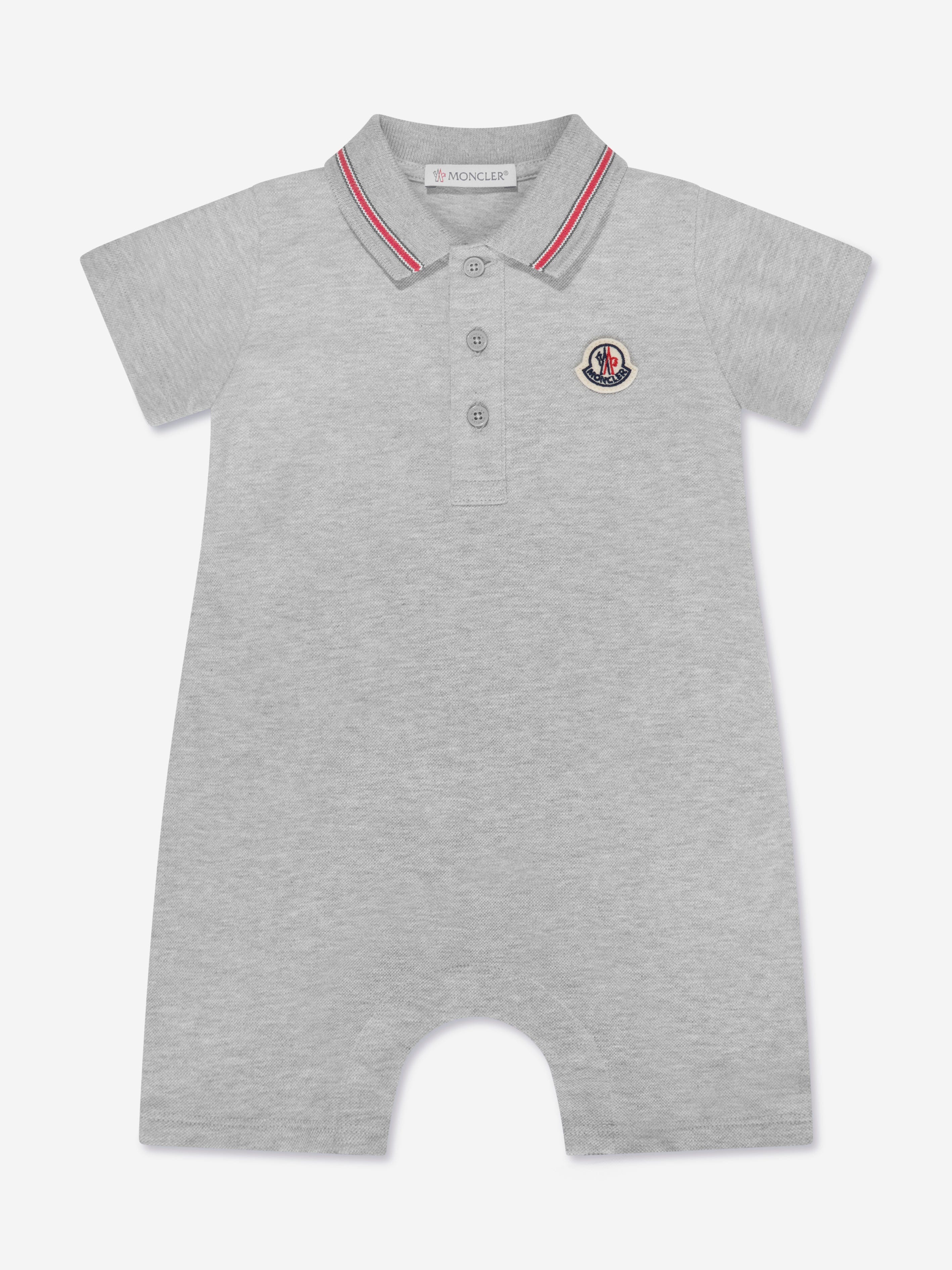 Moncler Enfant Baby Boys Polo Romper in Grey Amazon Cheap Online