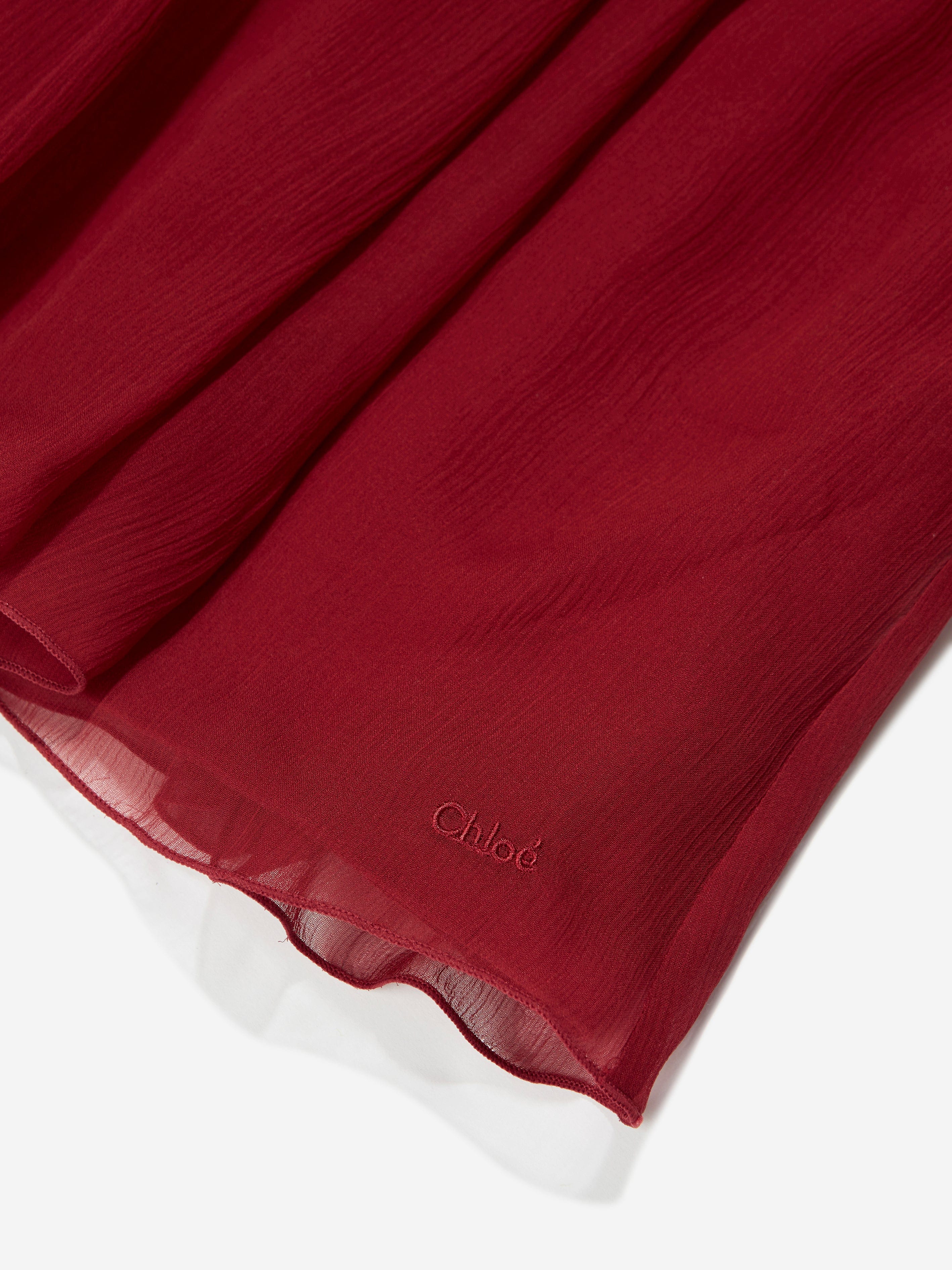 Chlo¨¦ Girls Pleated Silk Ceremony Dress in Red Cheap Sale Reliable