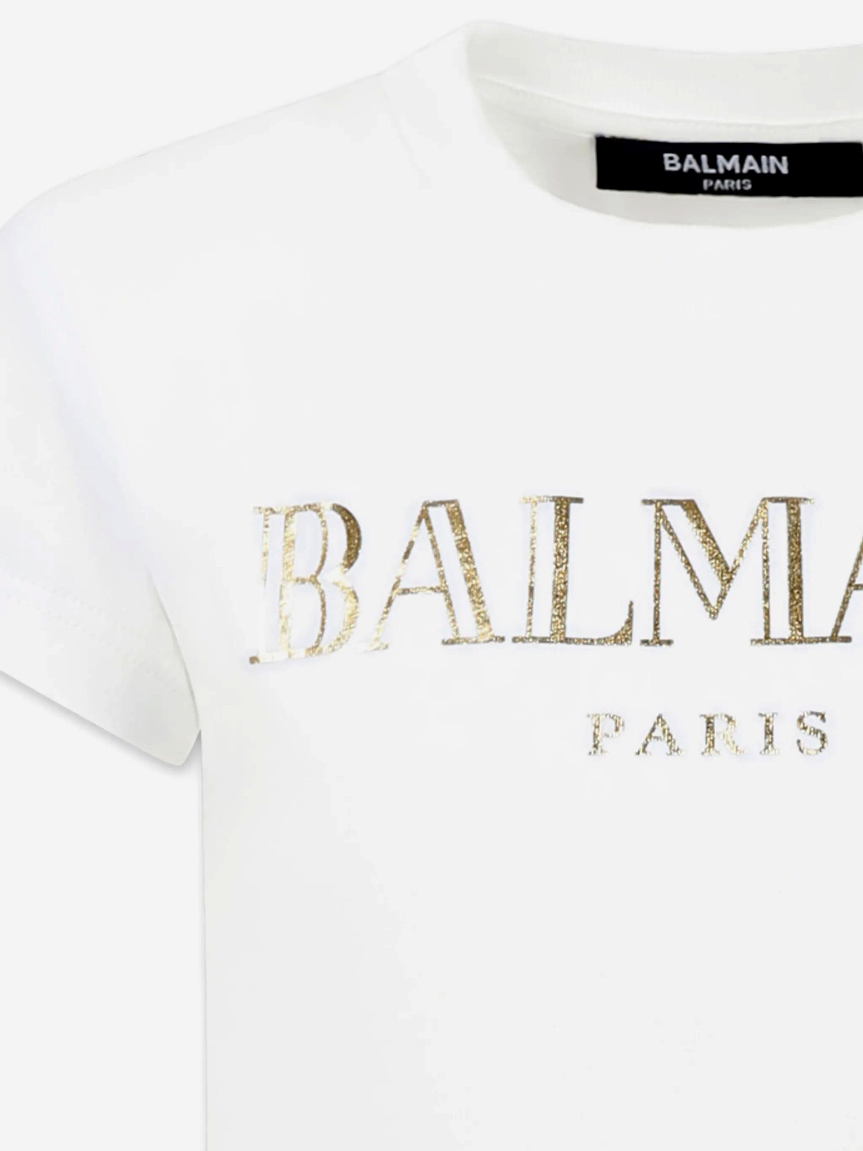 Balmain Girls Logo T-Shirt in White Genuine Online