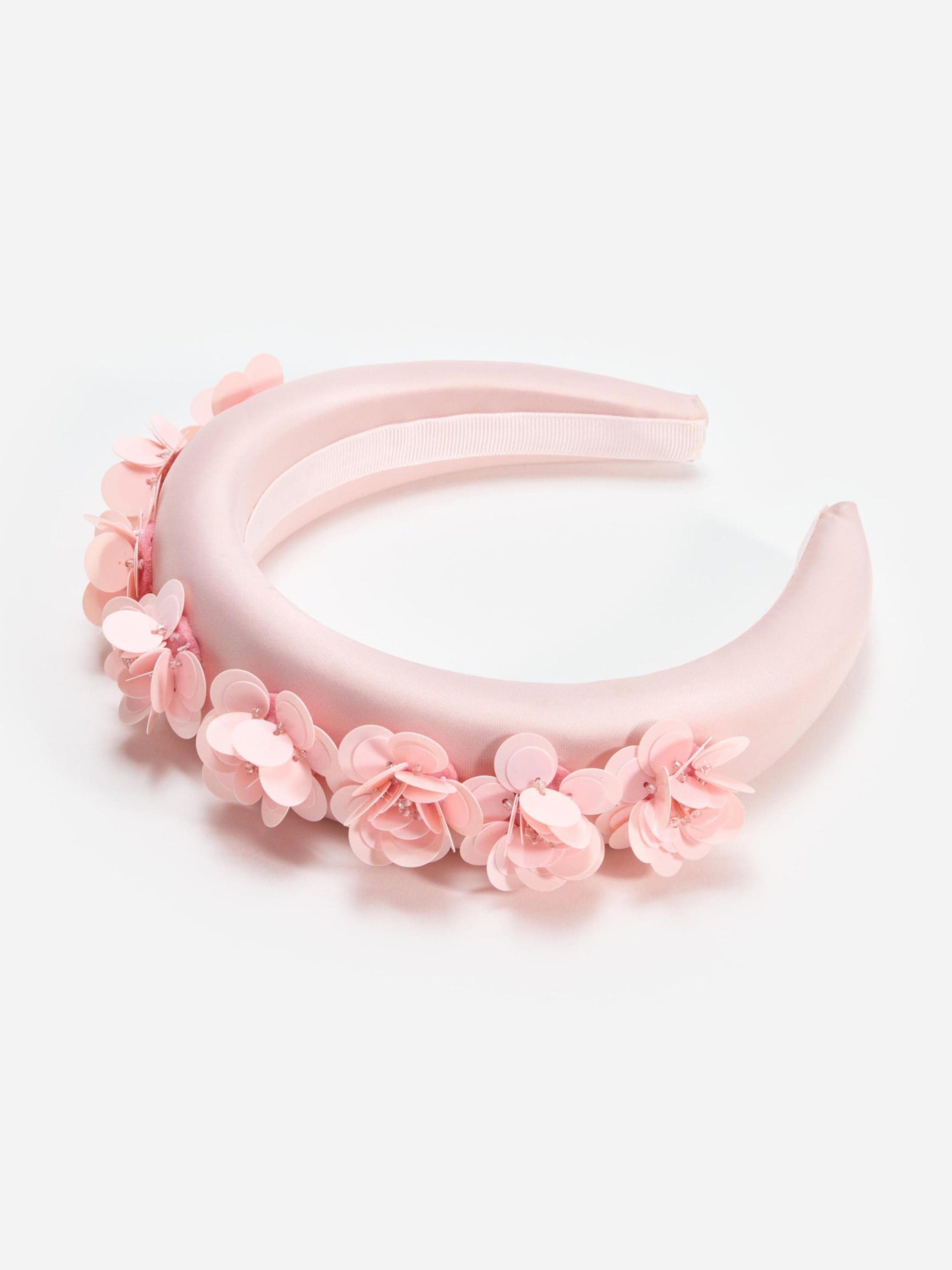 Girls Satin 3D Flower Headband in Pink Browse For Sale