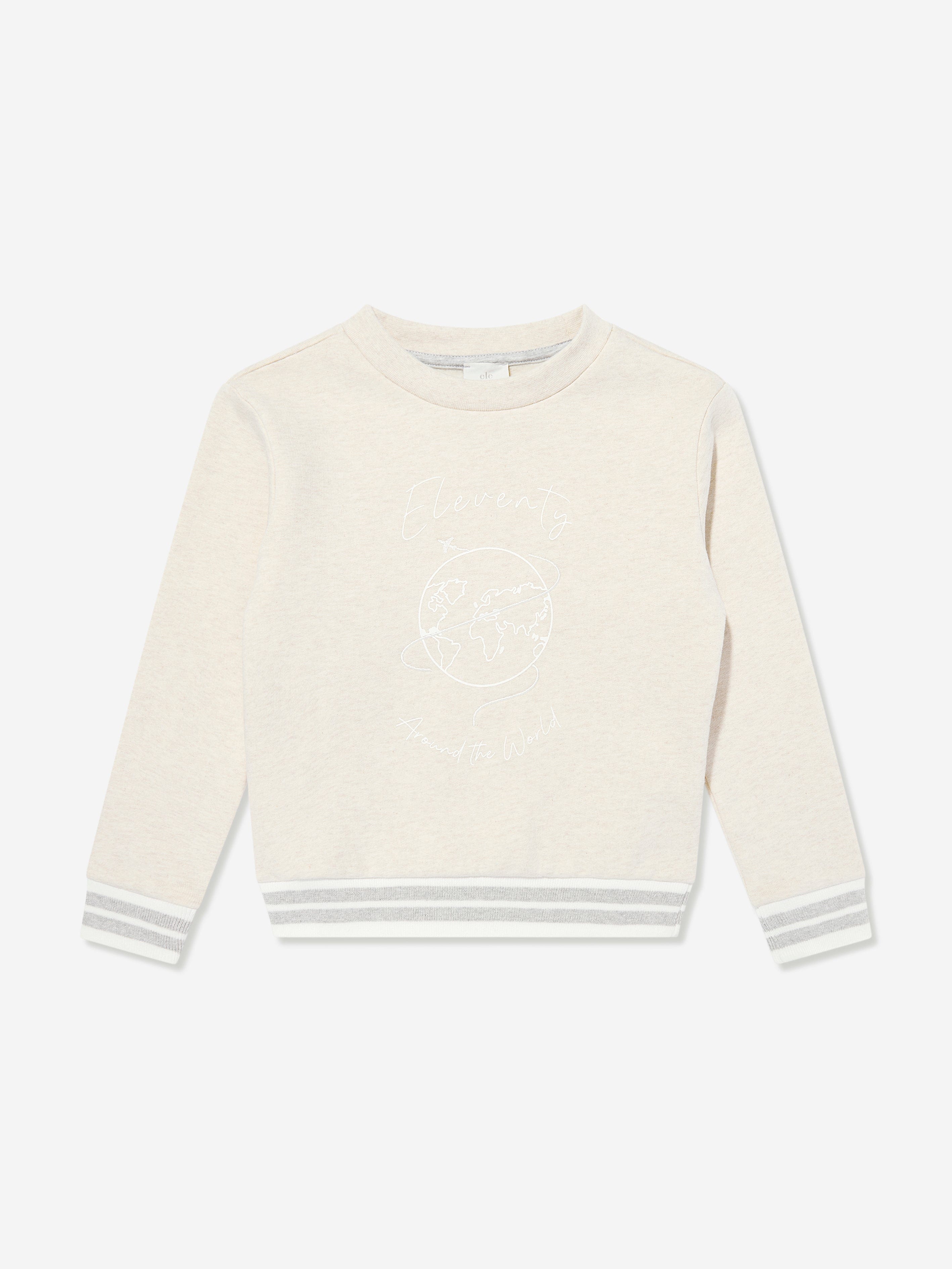 Eleventy Boys Around The World Sweatshirt in Beige Fashionable Online
