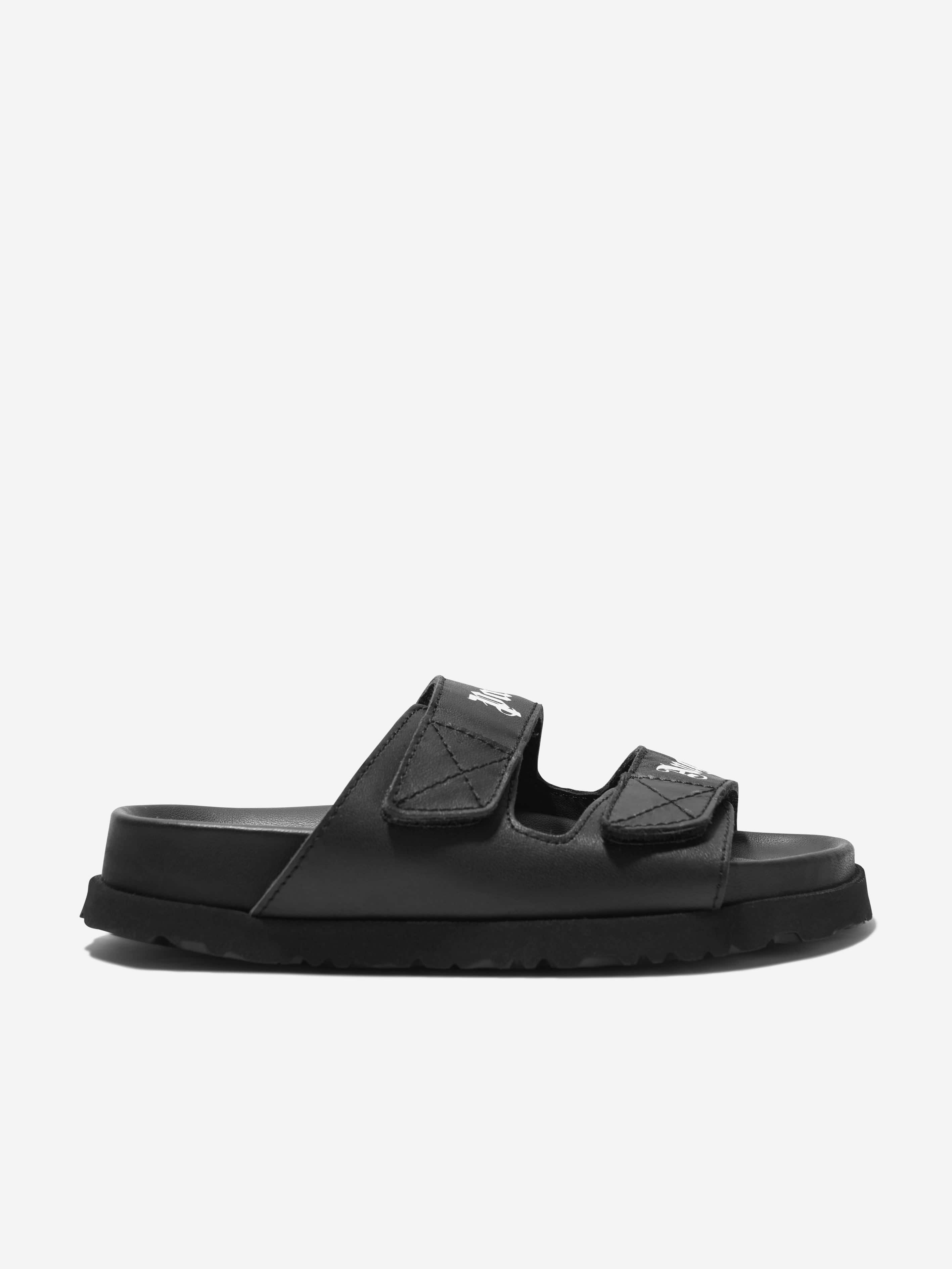 Palm Angels Kids Logo Sandals in Black Deals
