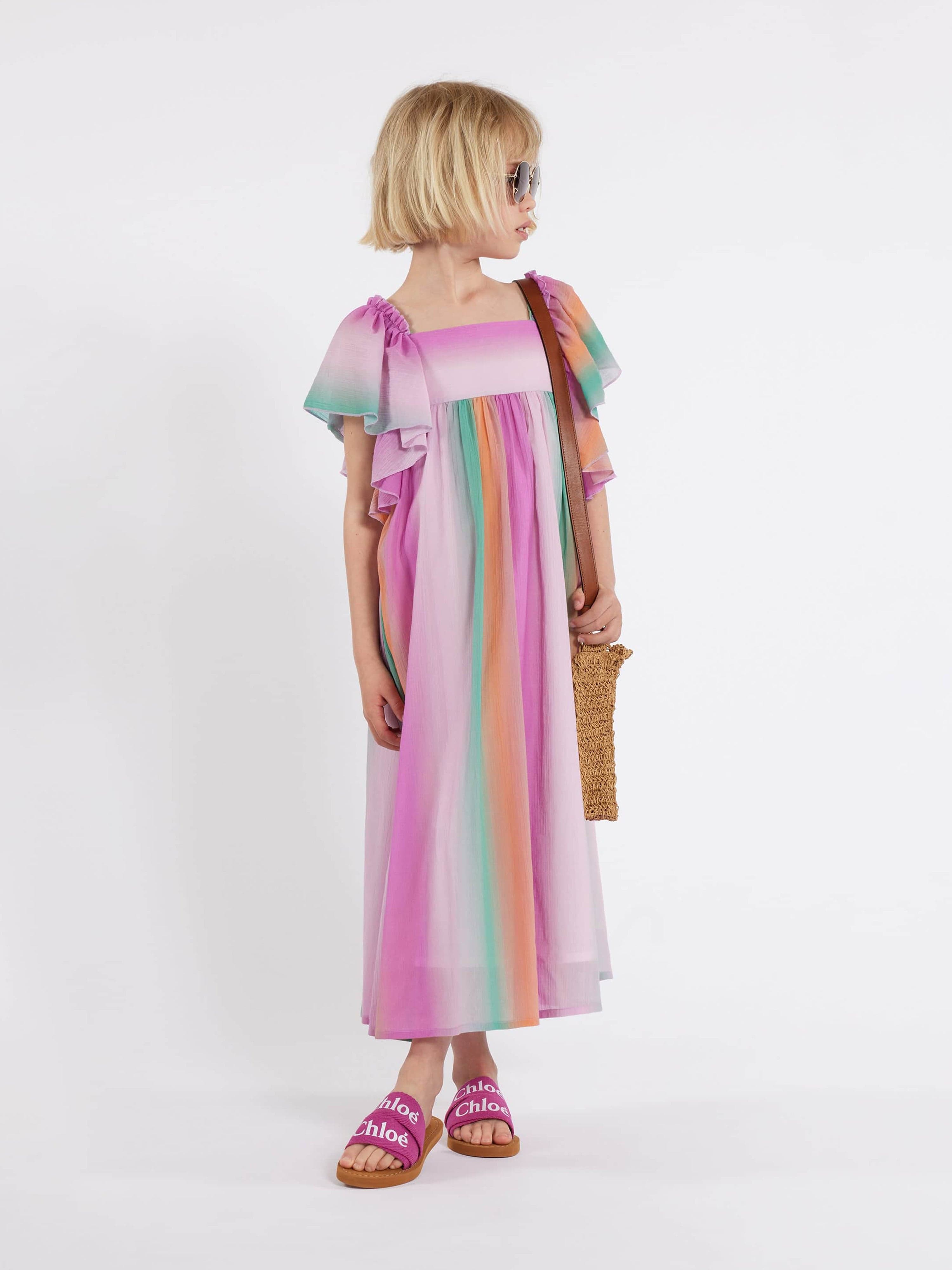 Chlo¨¦ Girls Crepe Rainbow Dress in Multicolour Cheap Sale Visit New