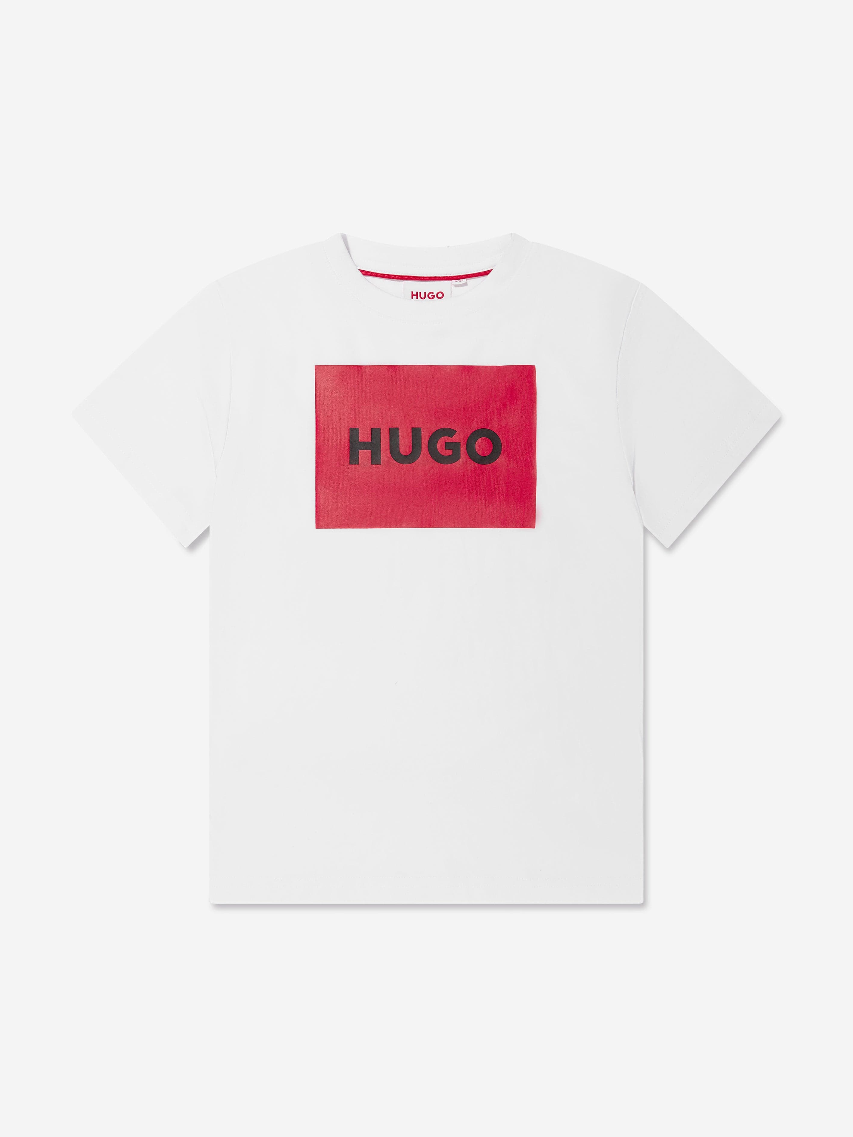 Hugo Boys Square Logo T-Shirt in White Discount Big Discount