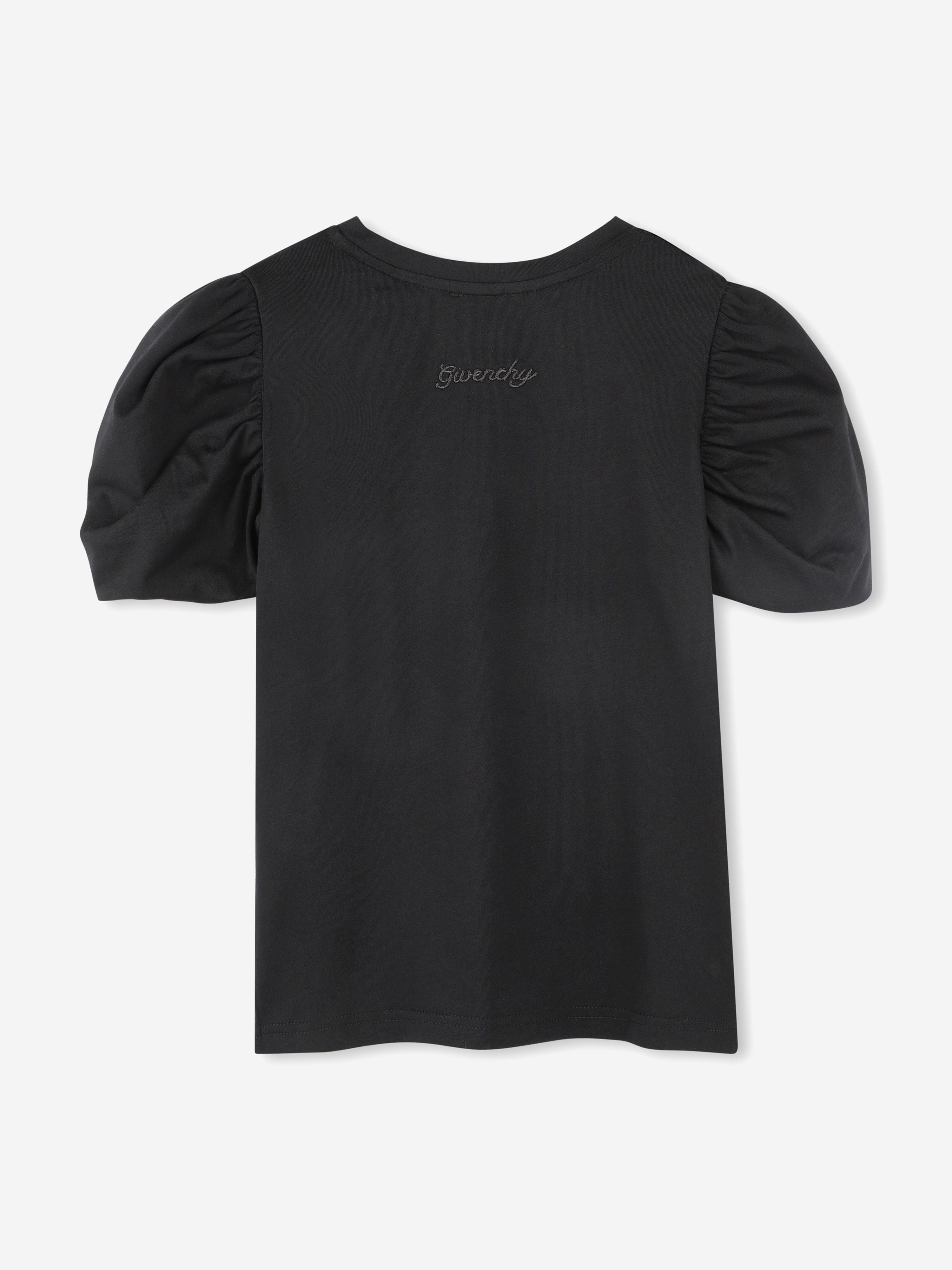 Girls Puff Sleeve Logo T-Shirt in Black Supply Cheap Pice