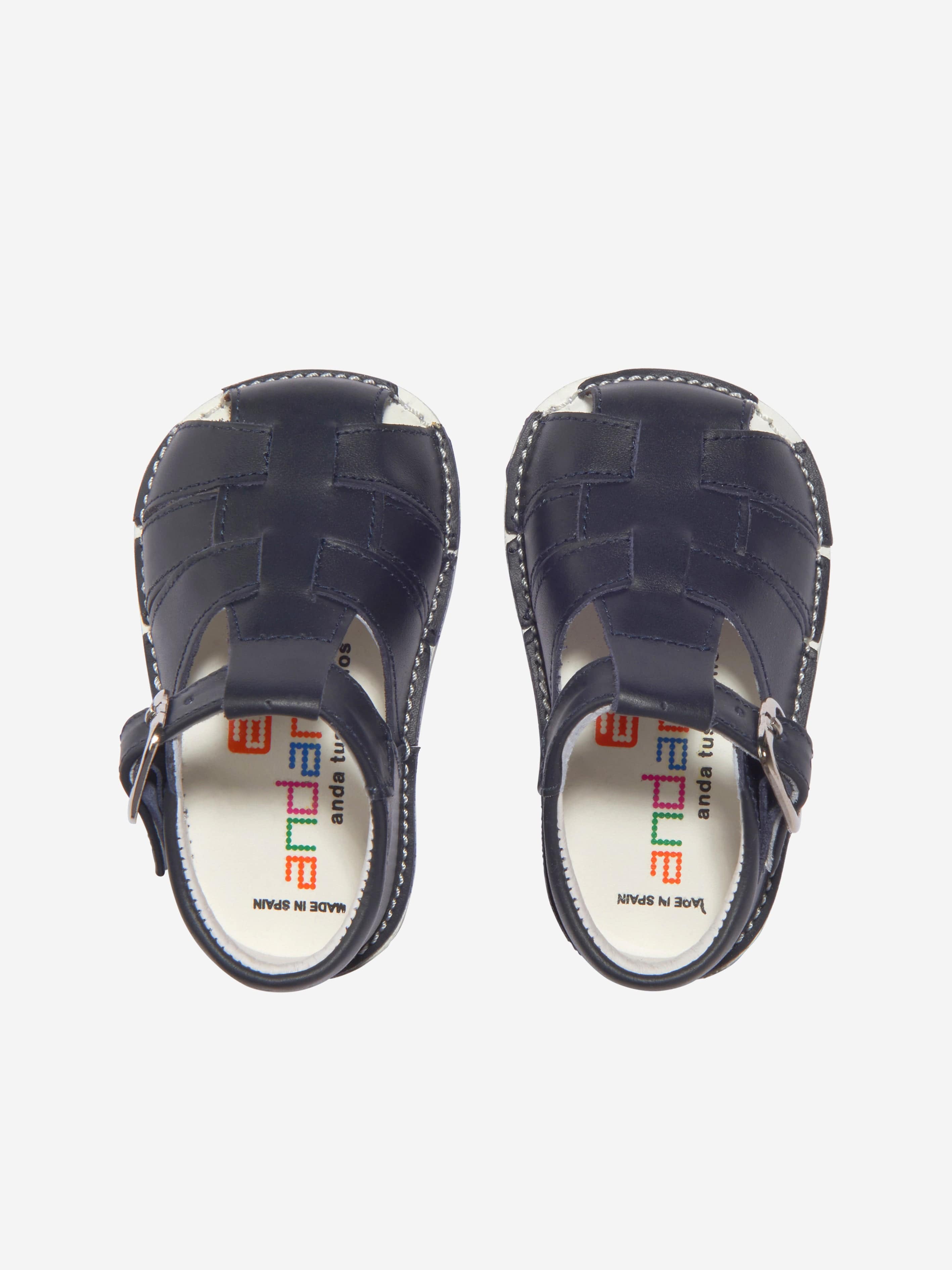Andanines Baby Boys Leather Sandals in Navy Cheap Sale New