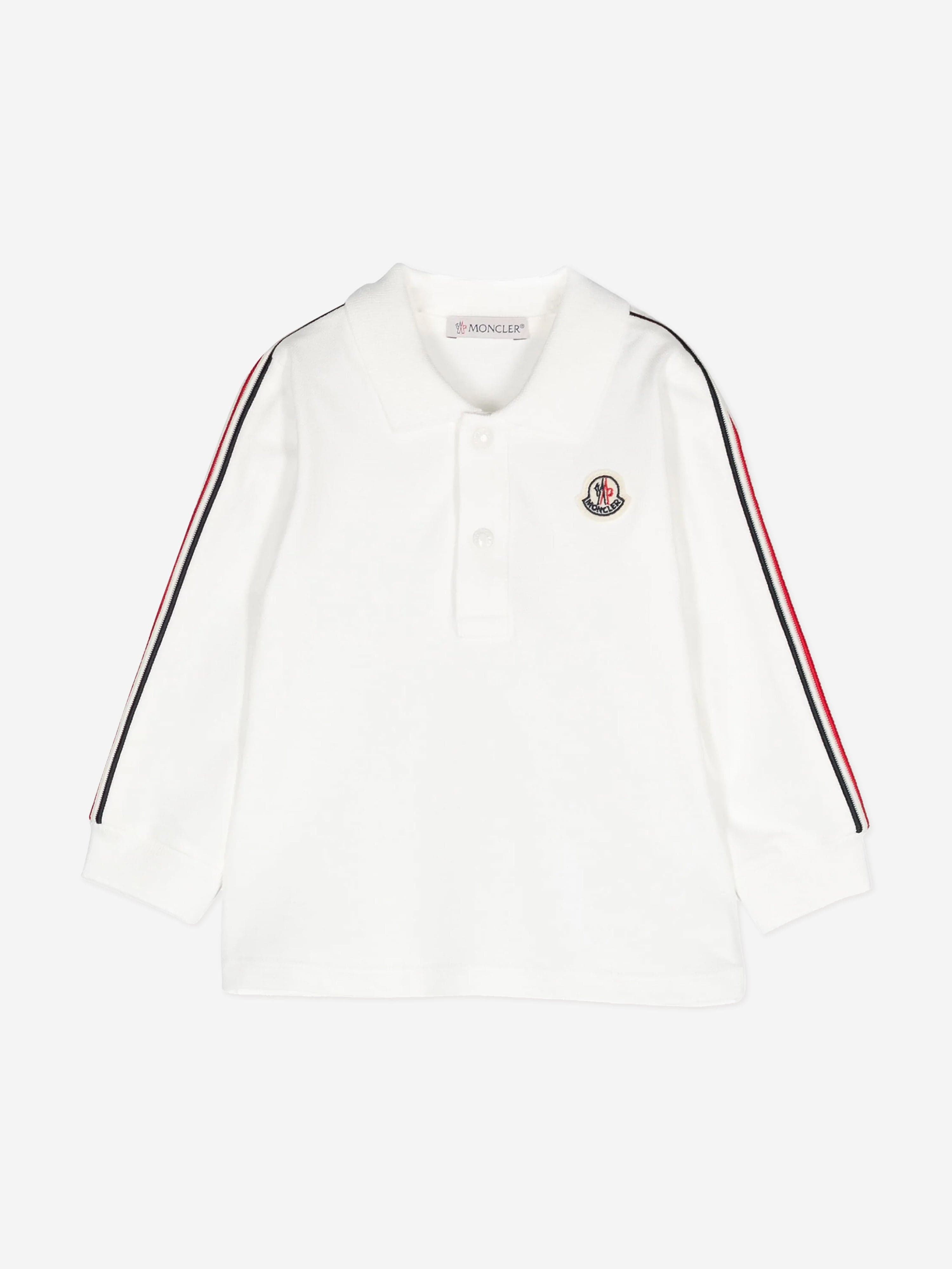 Moncler Enfant Baby Boys Long Sleeve Polo Shirt in Ivory Buy Cheap Choice
