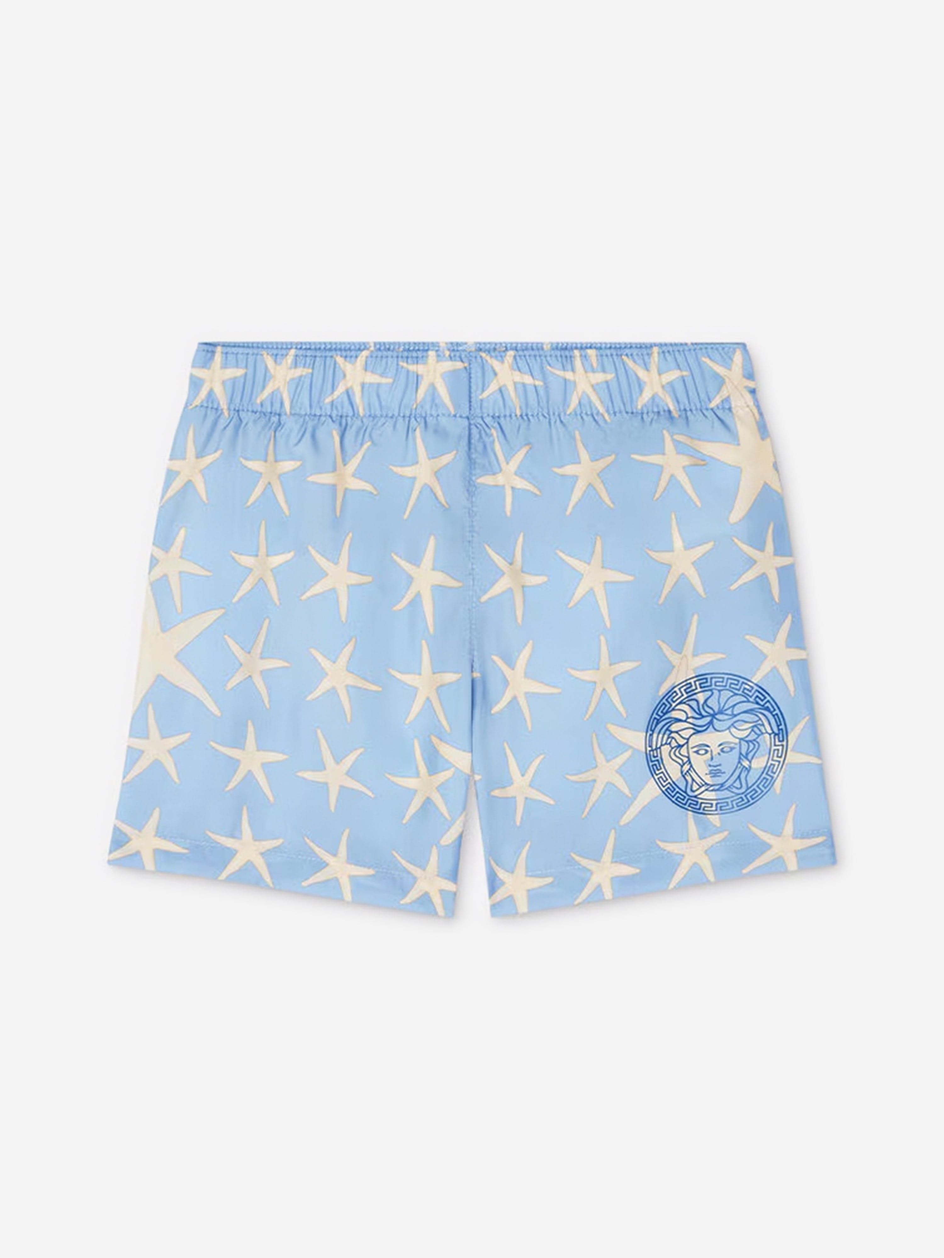 Versace Baby Boys Starfish Swim Shorts in Blue Cheap View