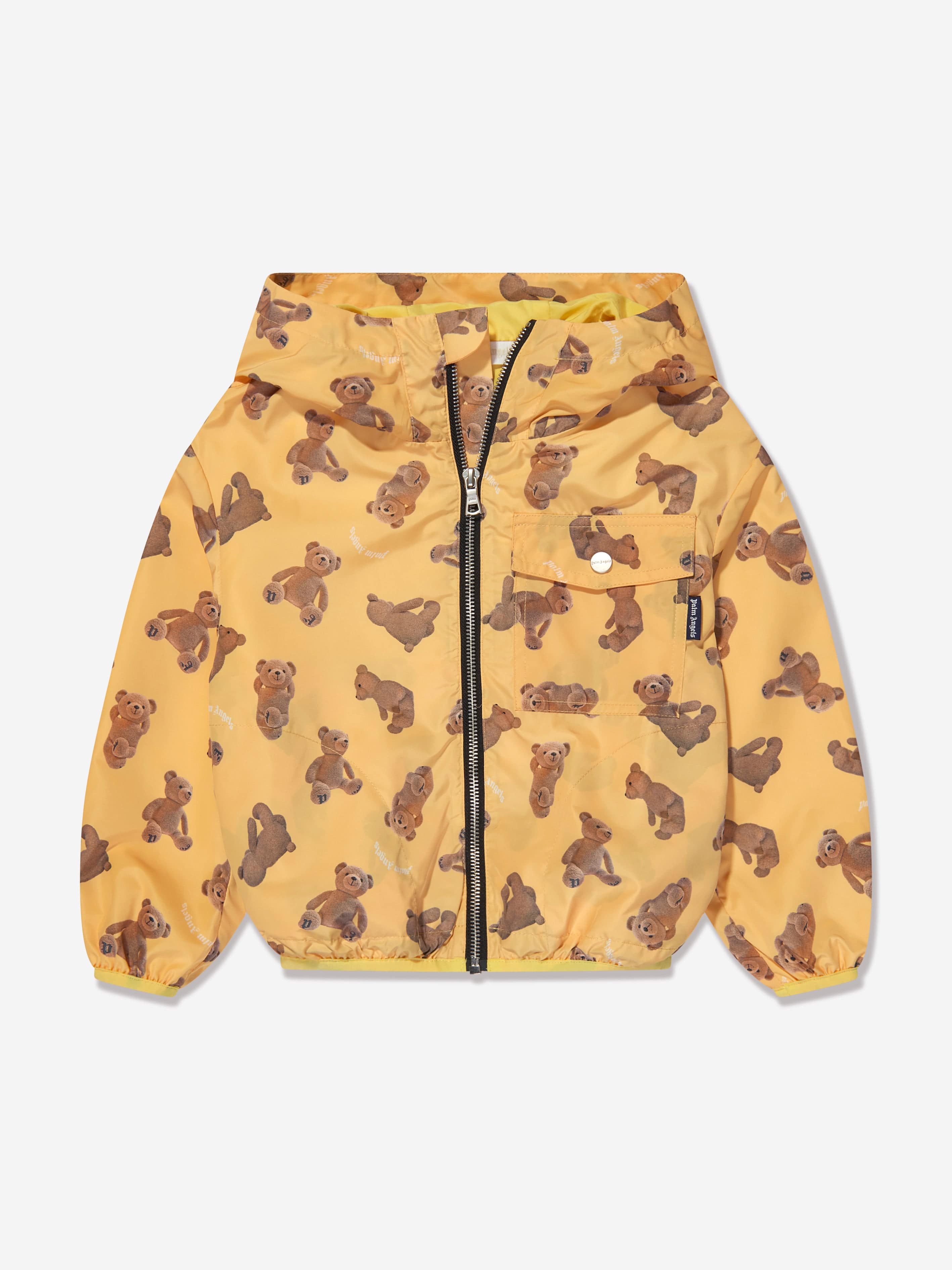 Palm Angels Boys AOP PA Bears Windbreaker in Yellow Discount Fashion Style