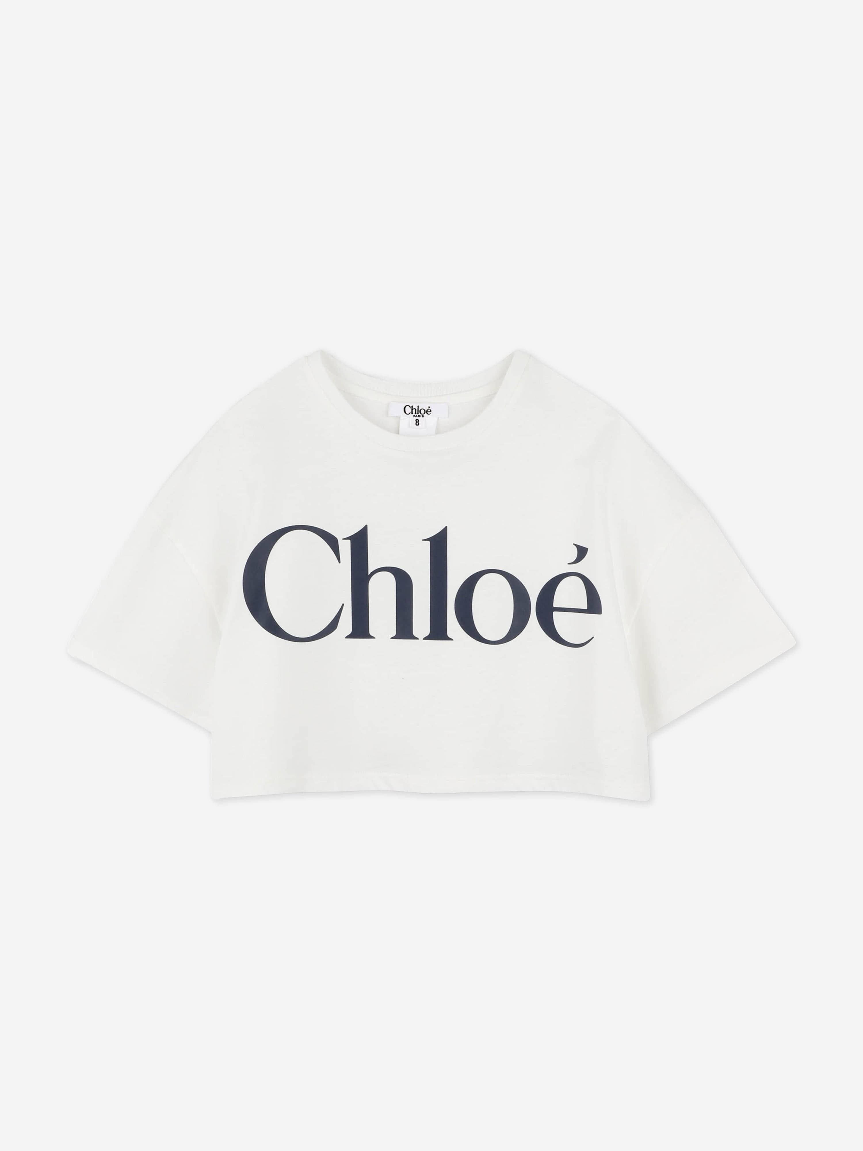 Chlo¨¦ Girls Logo Print T-Shirt in Ivory Buy Cheap 2025 Newest