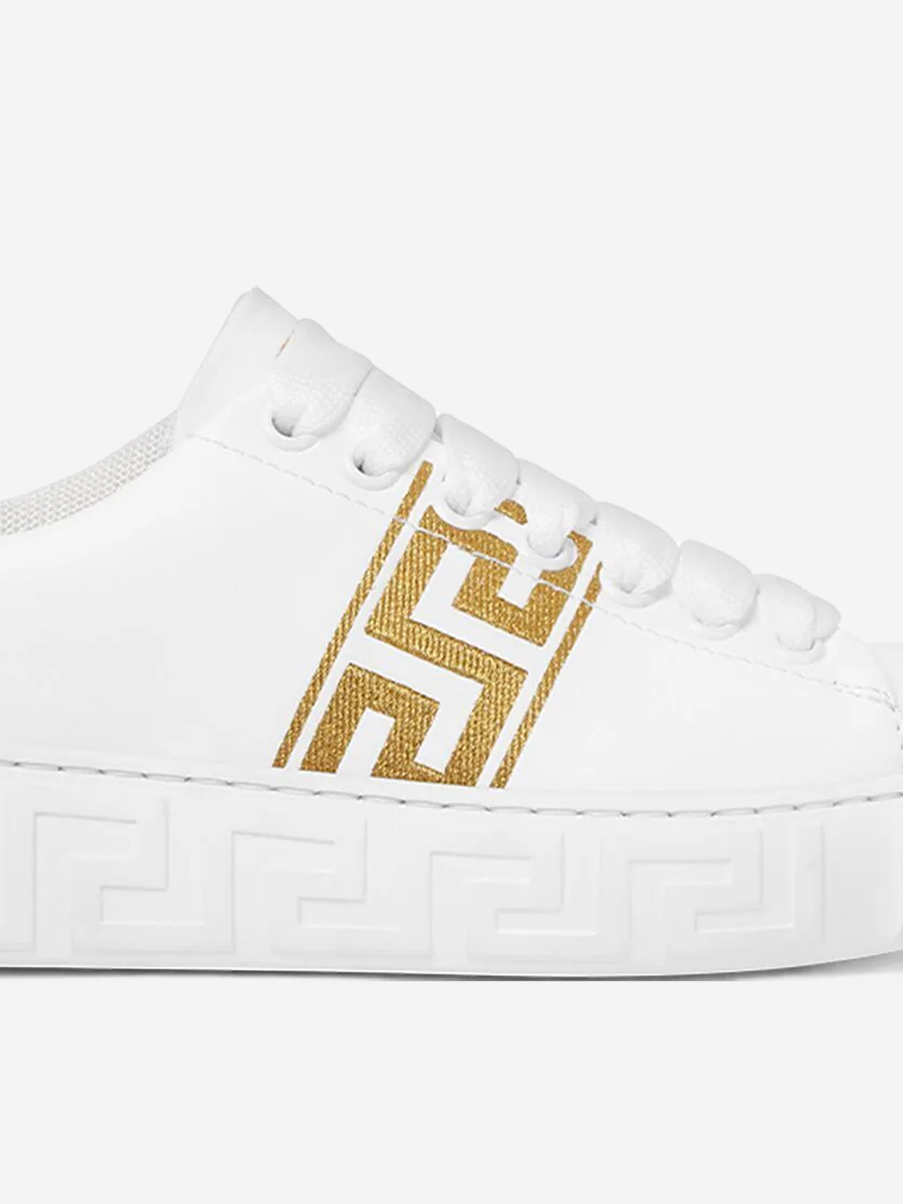 Versace Kids La Greca Low Top Trainers in White Big Discount Online