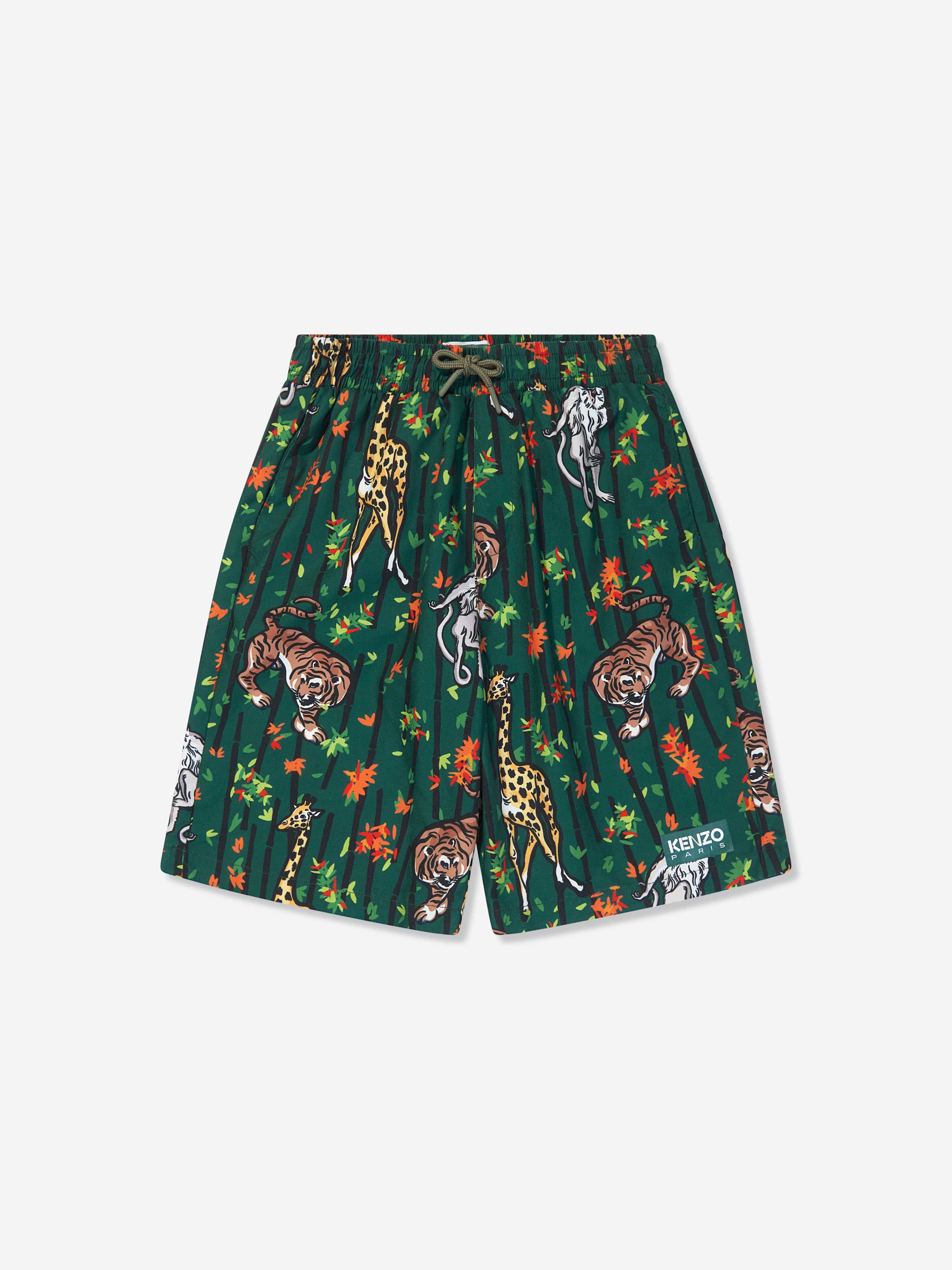 KENZO Boys Bamboo Jungle Swim Shorts in Green Buy Cheap Visit