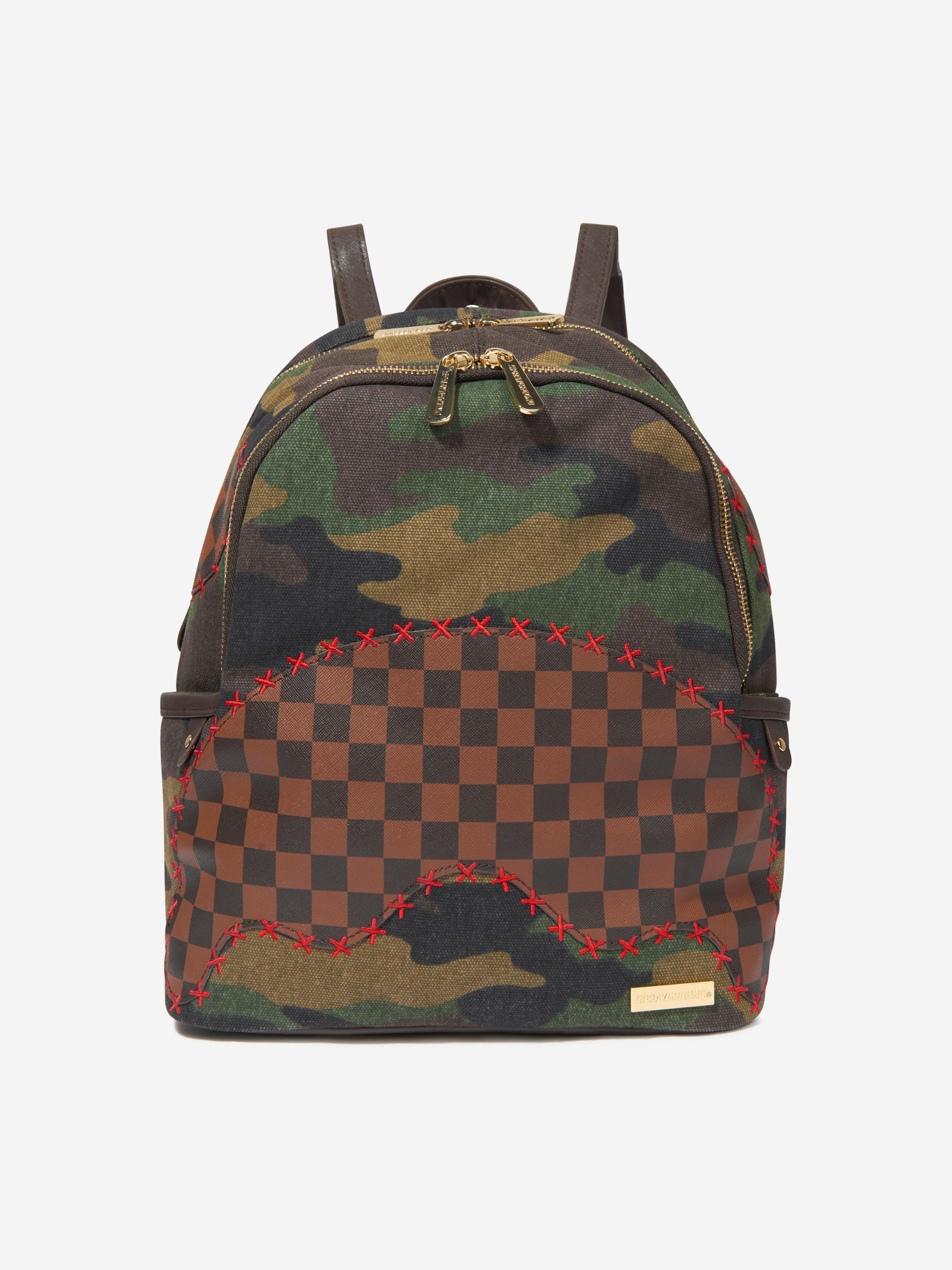 Sprayground Kids Camo Shark Shape Check Savage Backpack in Green (29cm) Buy Cheap Tumblr