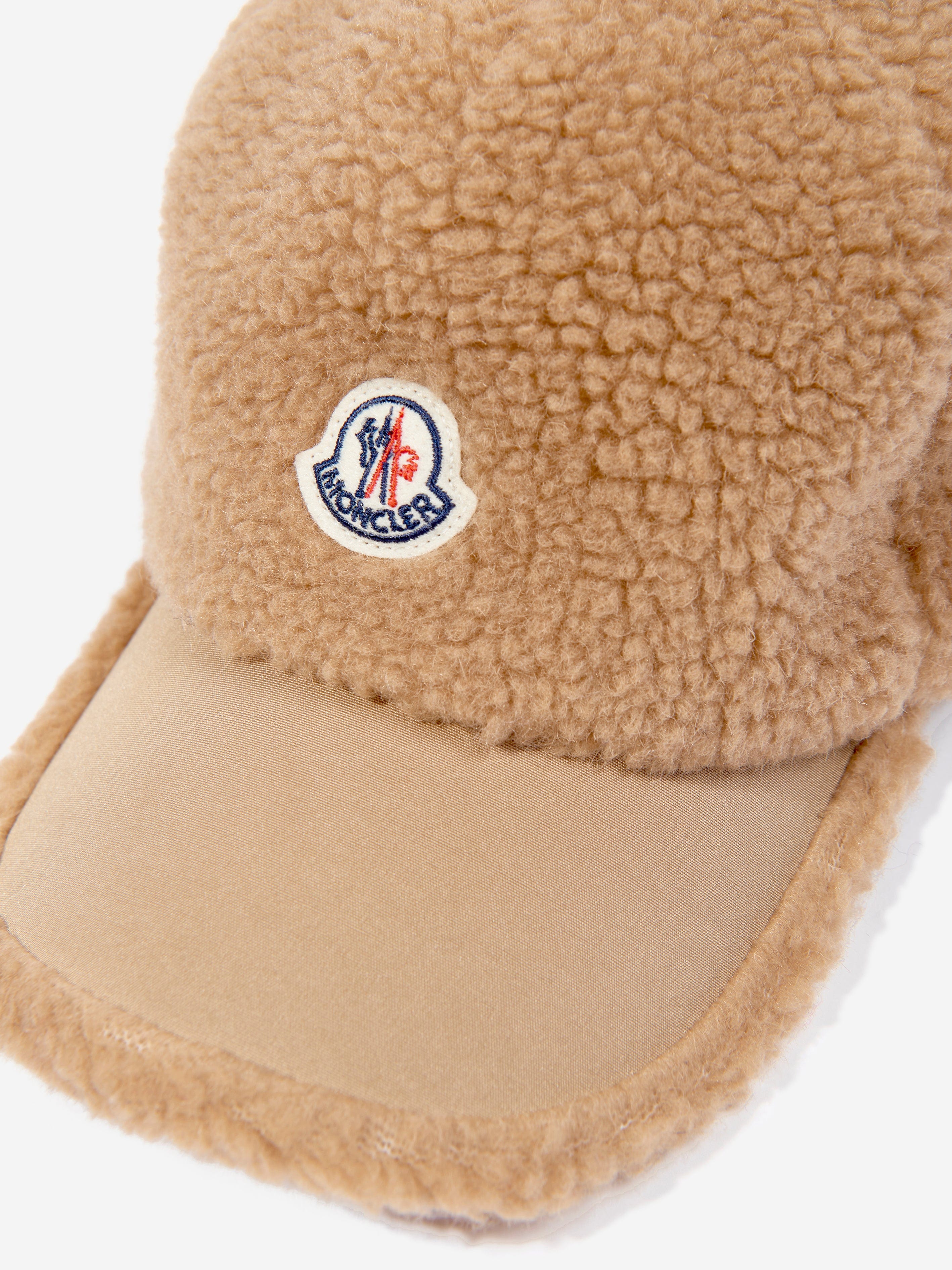 Moncler Enfant Boys Fleece Logo Baseball Cap in Beige Cheap Geniue Stockist