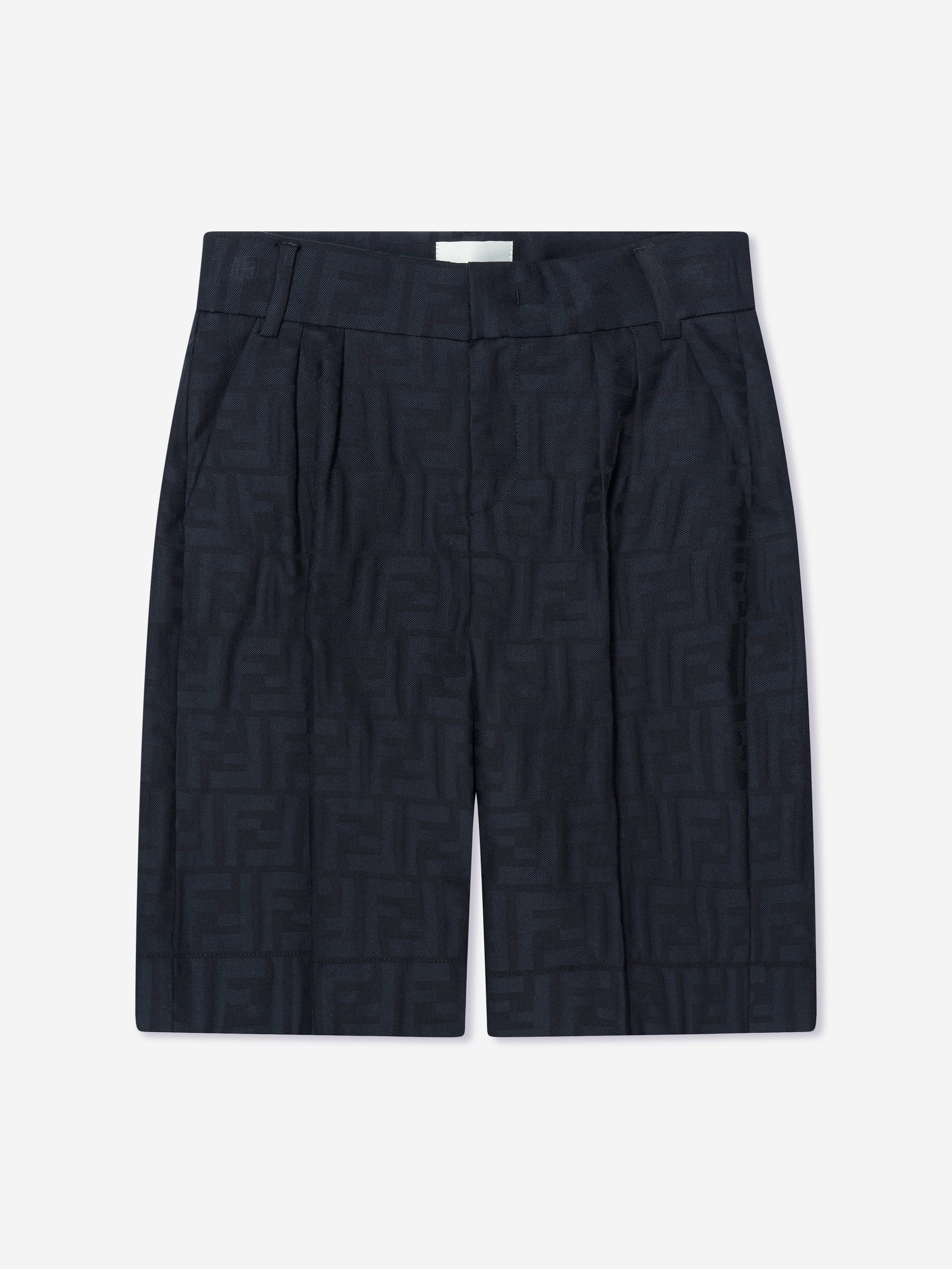 Fendi Boys FF Logo Bermuda Shorts in Navy Outlet New