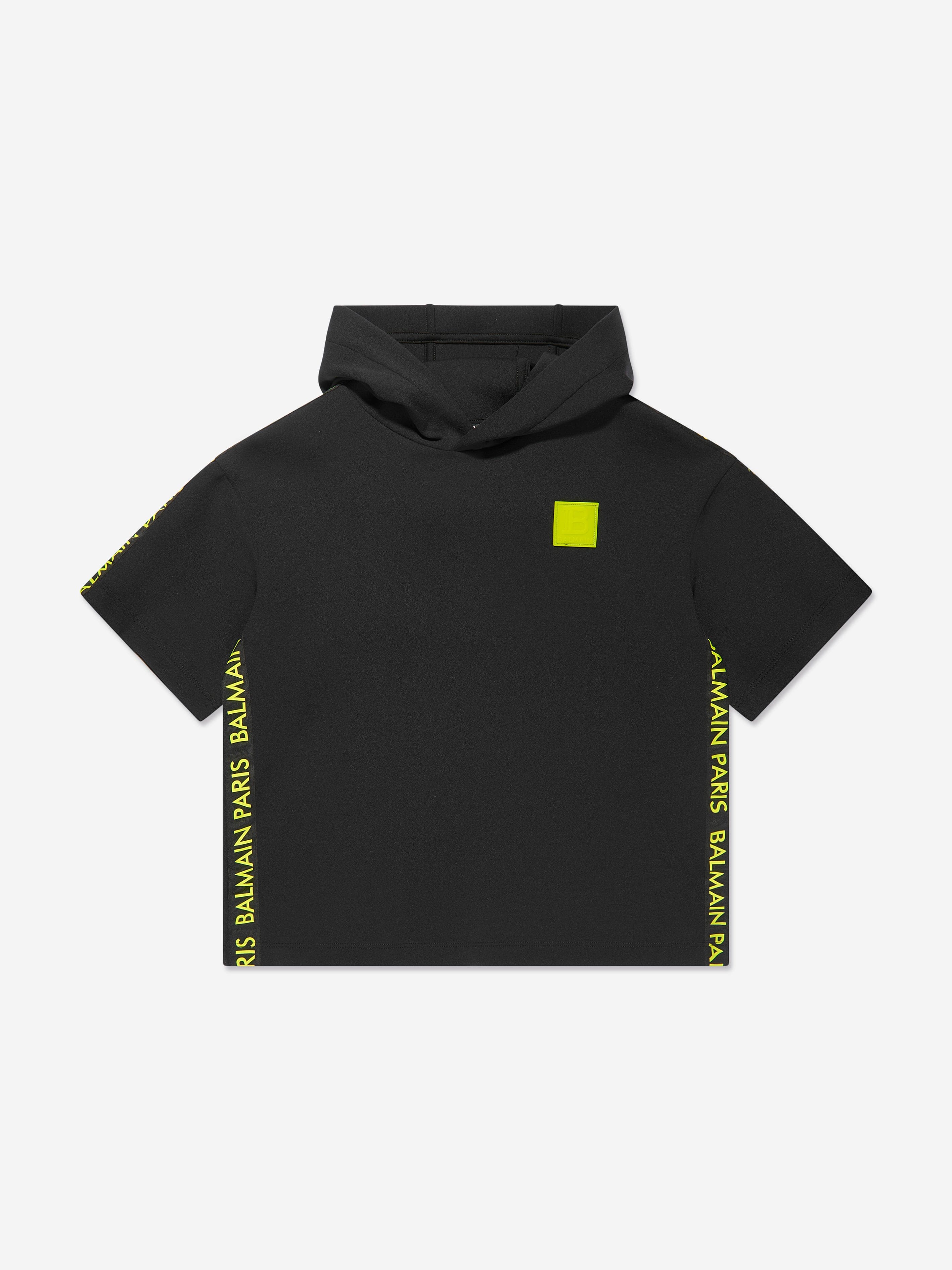Balmain Boys Short Sleeve Hoodie in Black Cheap View