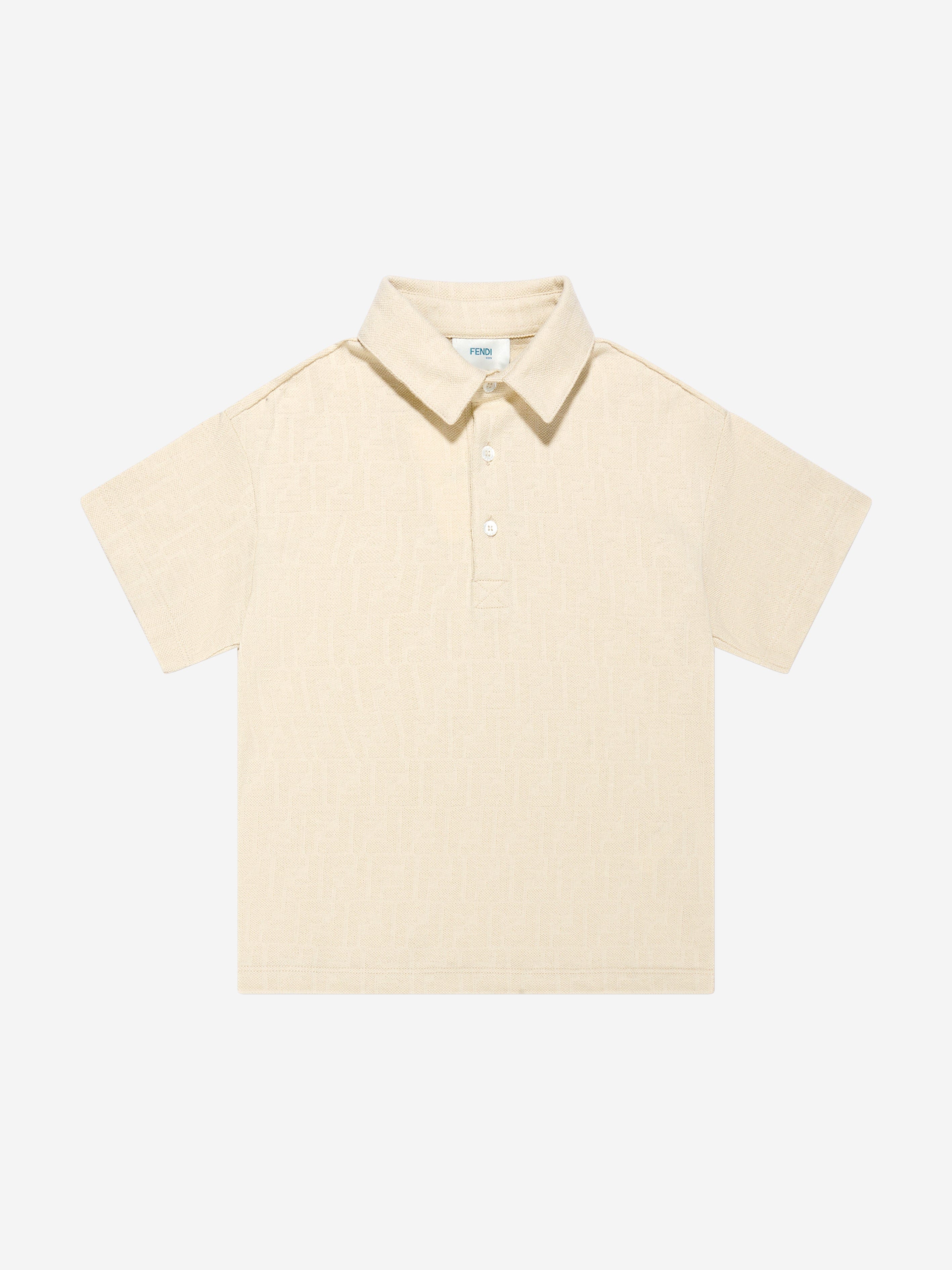 Fendi Boys FF Logo Polo Shirt in White Clearance Online Fake