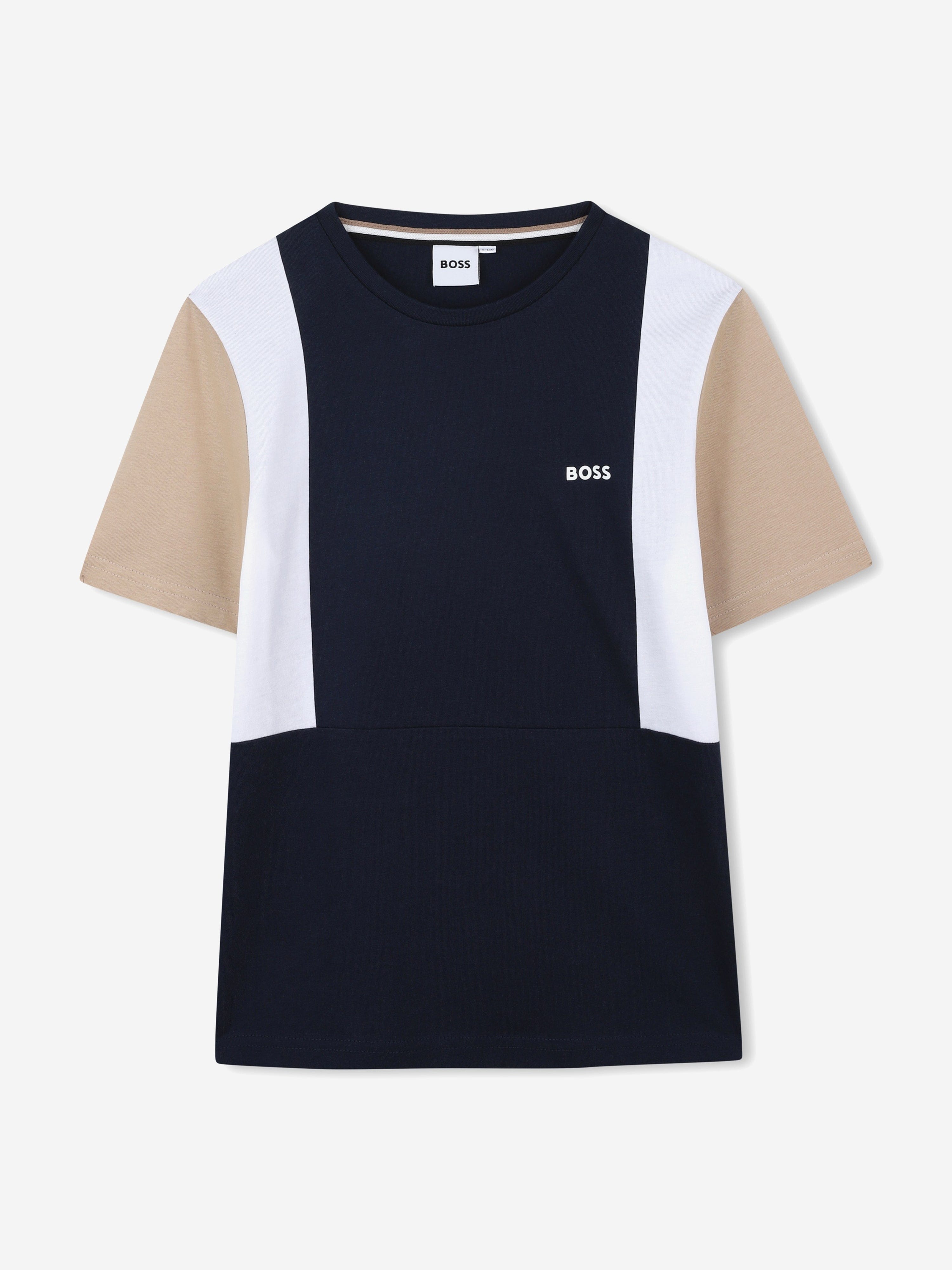 BOSS Boys Colourblock T-Shirt in Navy New Online