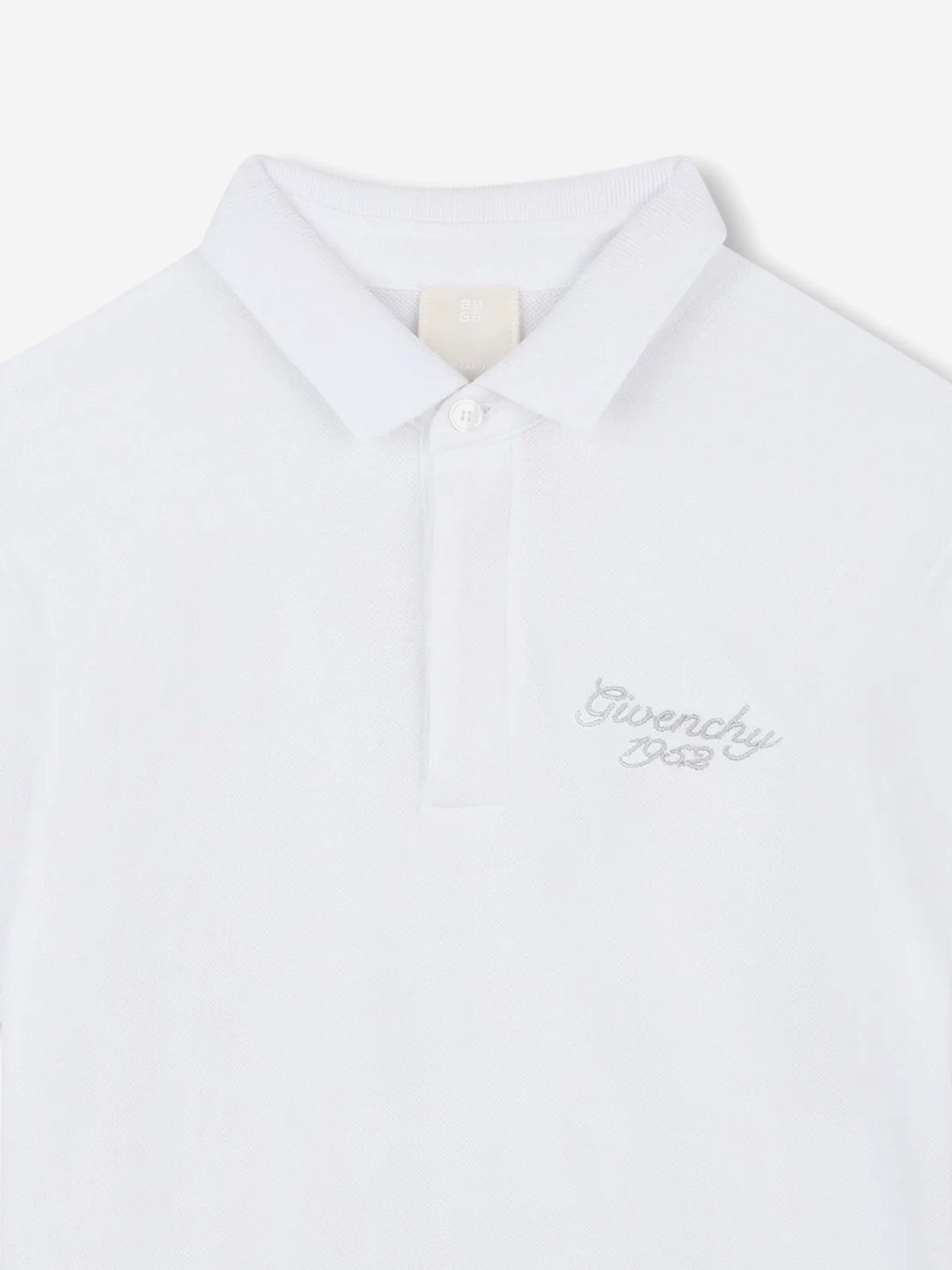 Boys Embroidered Logo Polo Shirt in White Really For Sale
