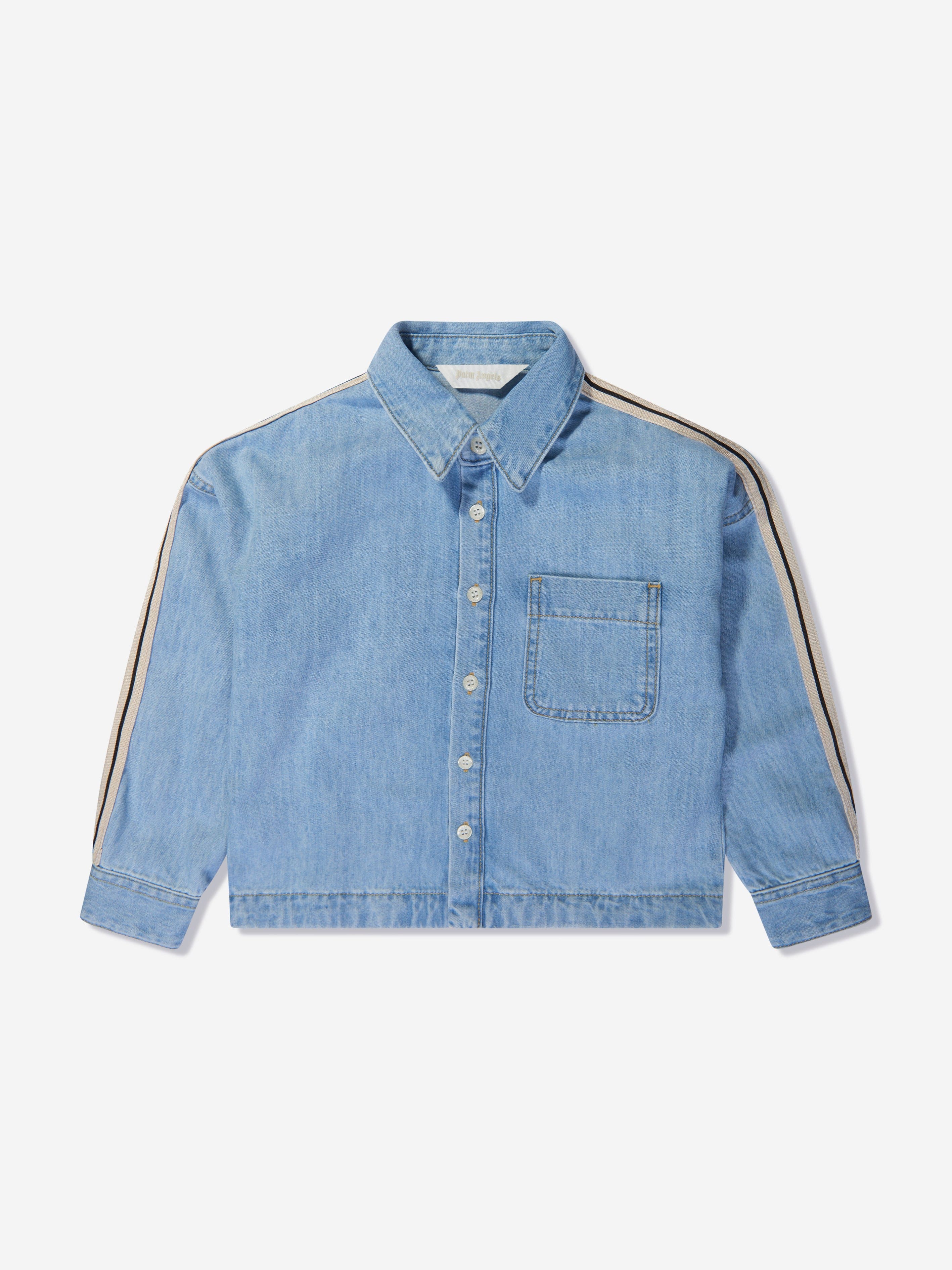 Palm Angels Boys Track Chambray Oversized Shirt in Blue Quality Free Shipping Outlet