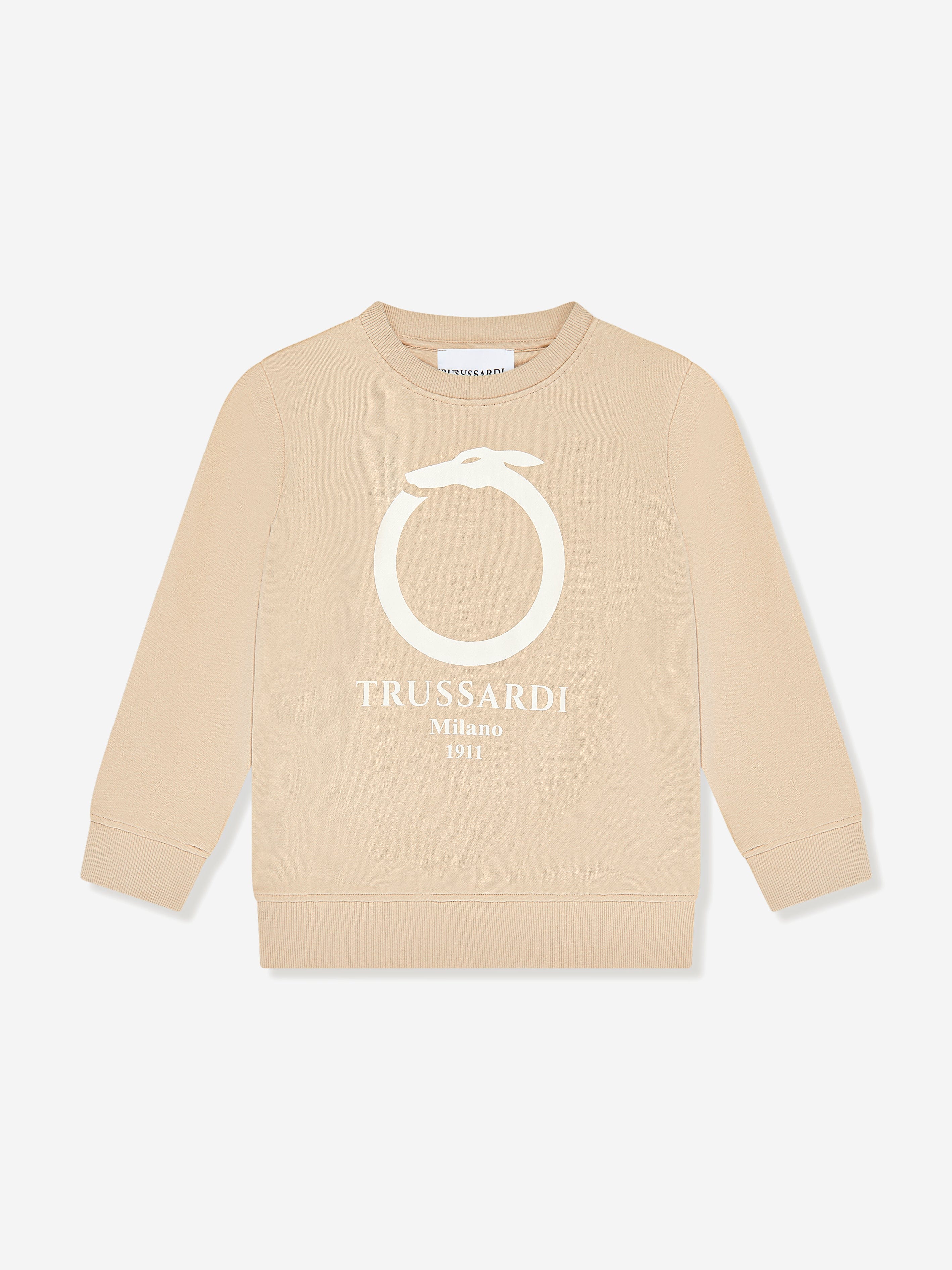 Trussardi Kids Beavi Logo Sweatshirt in Beige Get Authentic Cheap Online