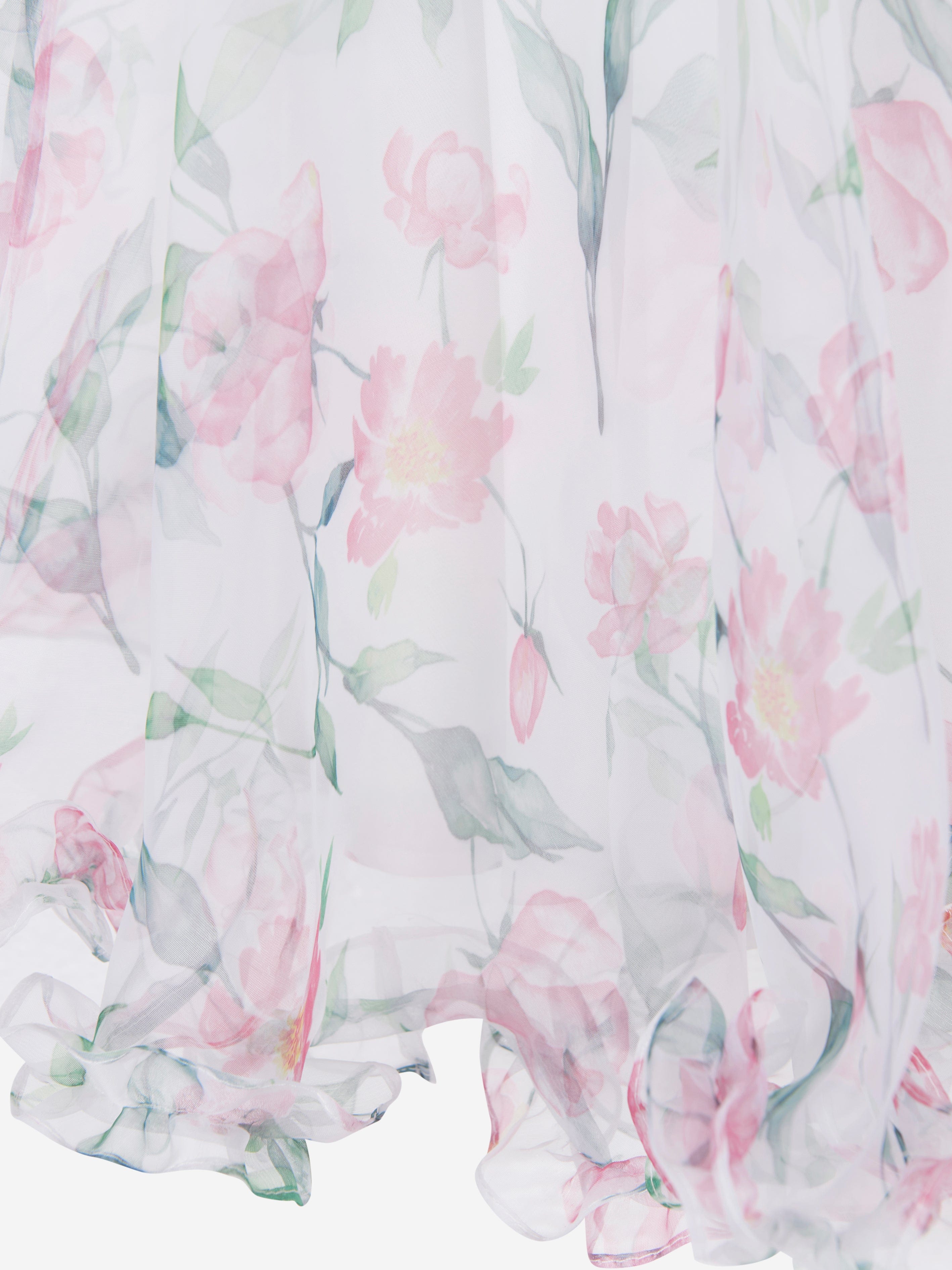 Mama Luma Girls Organza Ruffle Rose Dress in White Cheapest Pice