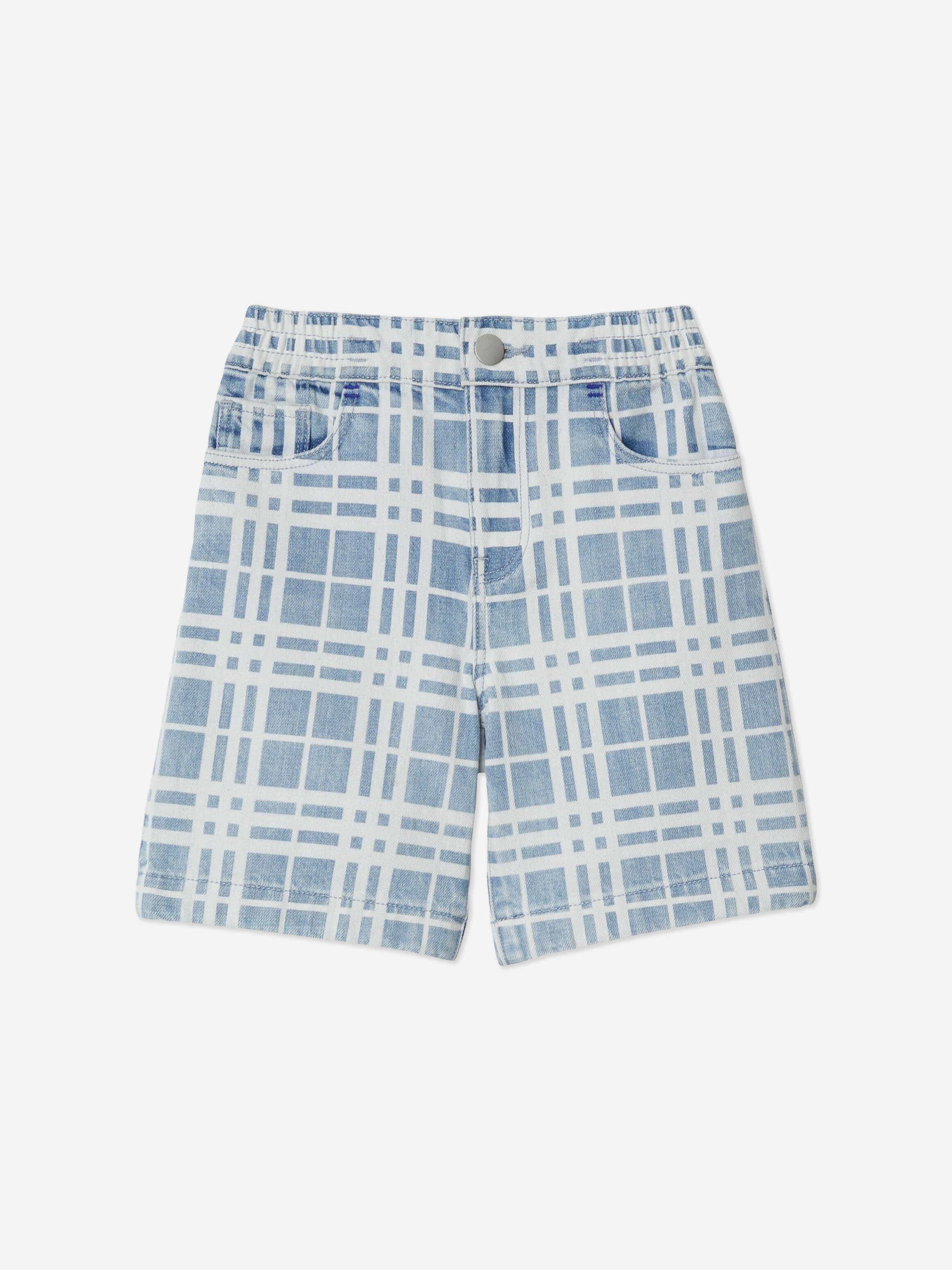 Burberry Boys Check Castel Shorts in Blue Cheap Pice For Sale