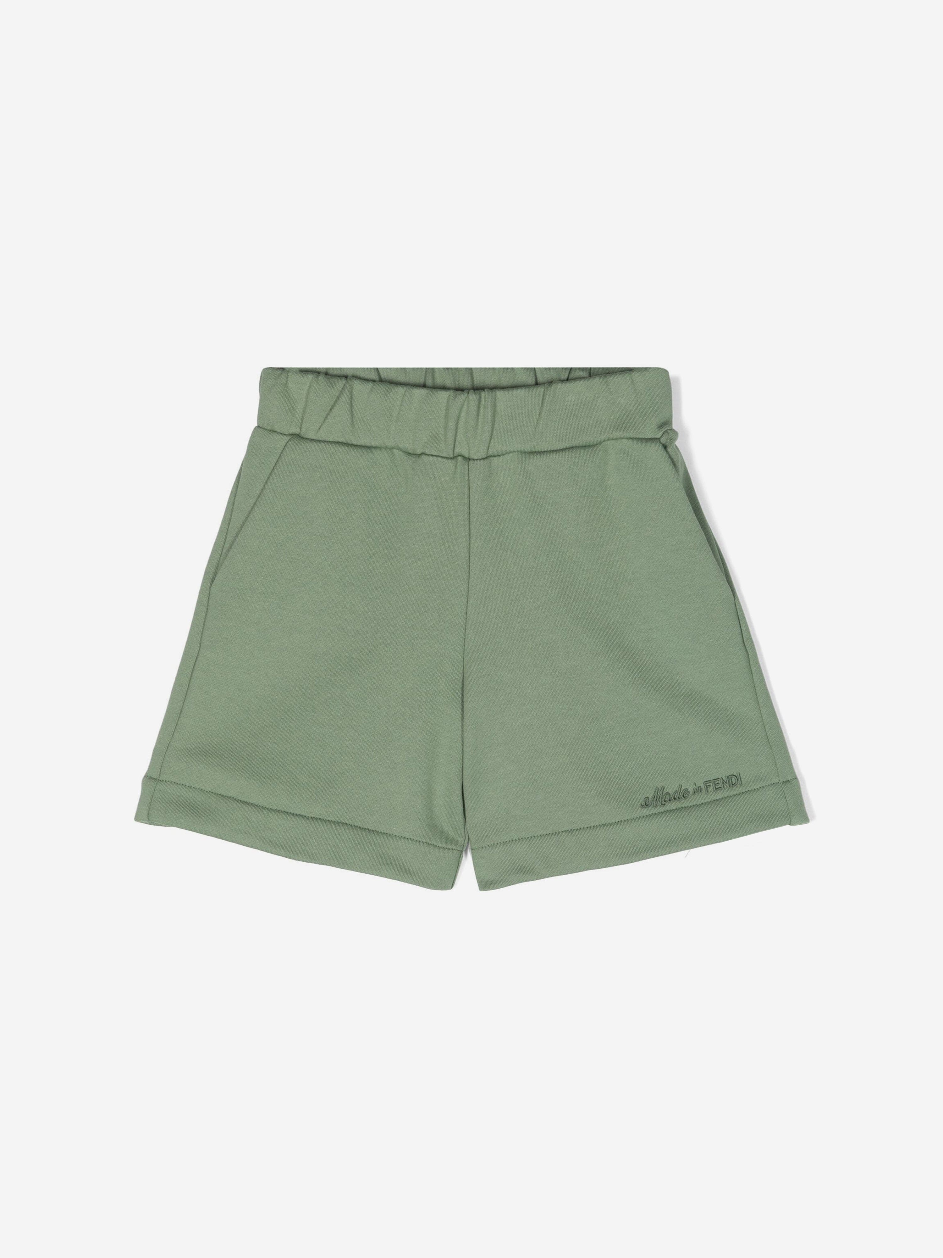 Fendi Boys Logo Shorts in Green Sale Fake