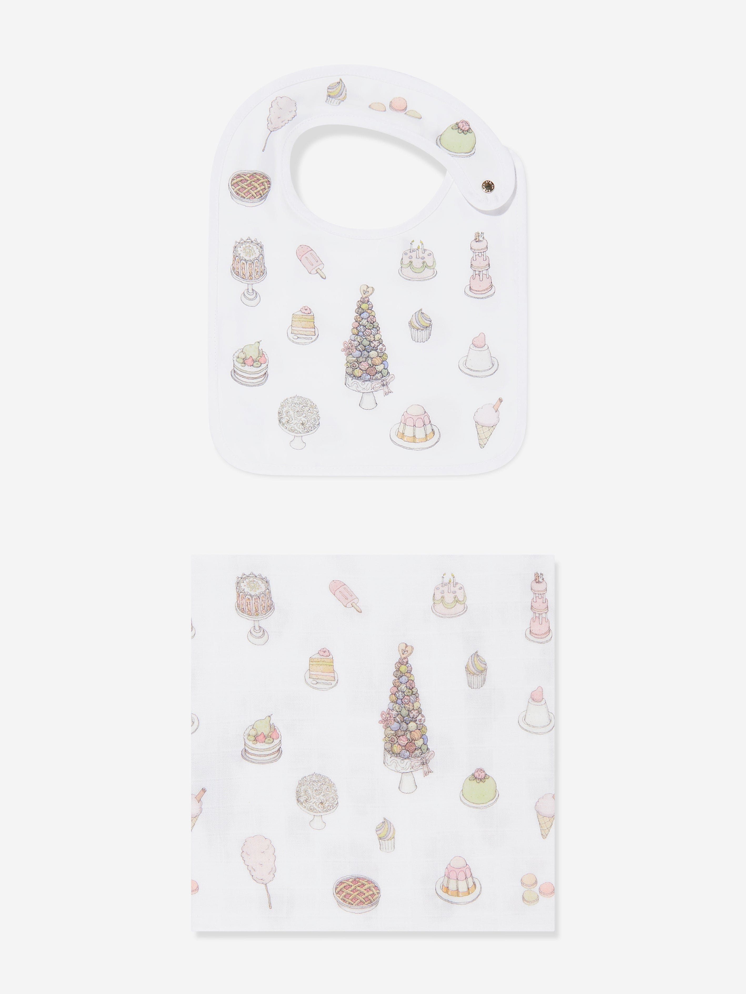 Atelier Choux Baby Girls Sweetie Pie Carr¨¦ and Satin Bibs Set in Pink Cheap Fake
