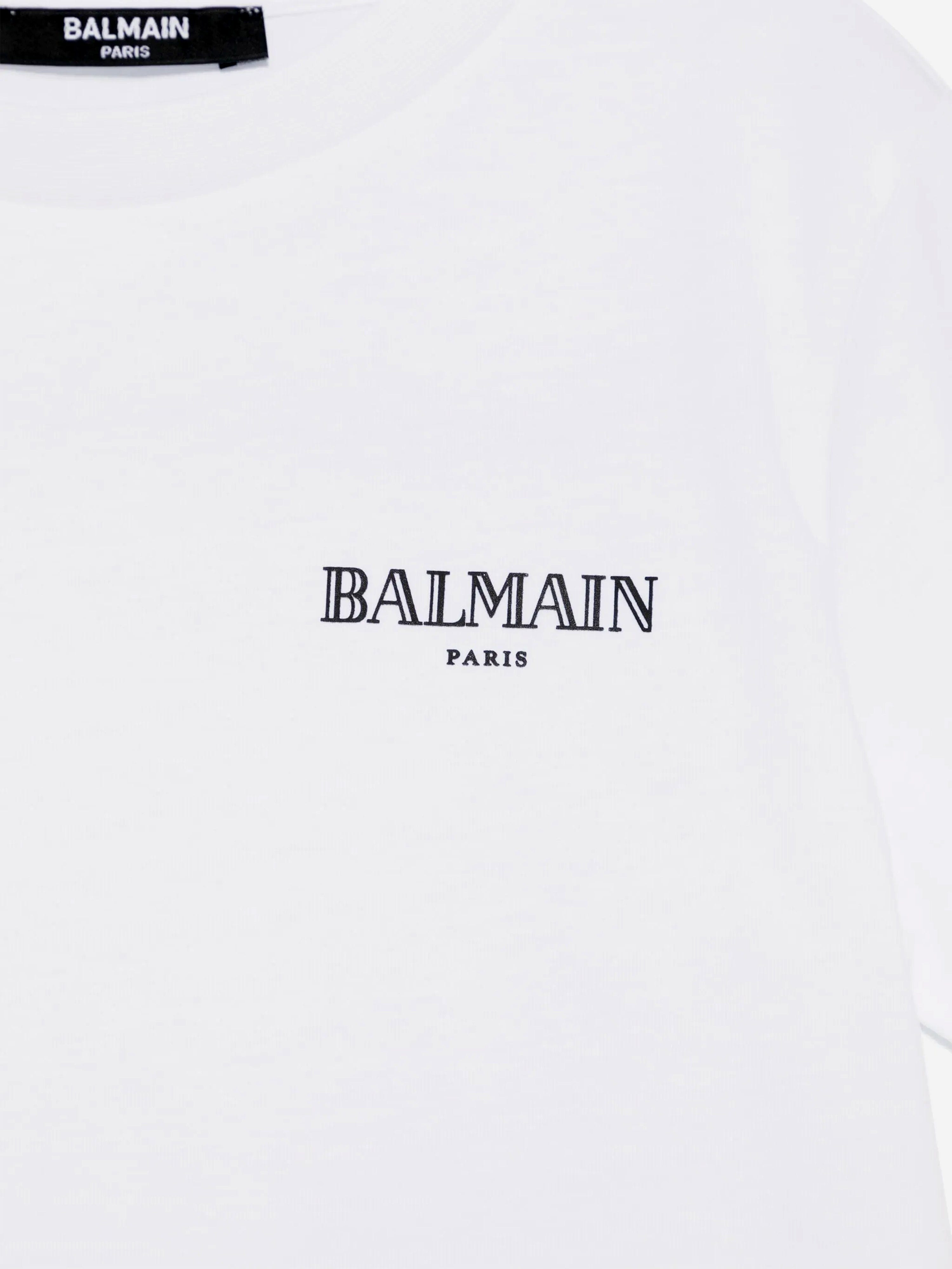 Balmain Kids Logo T-Shirt in White Genuine Sale Online