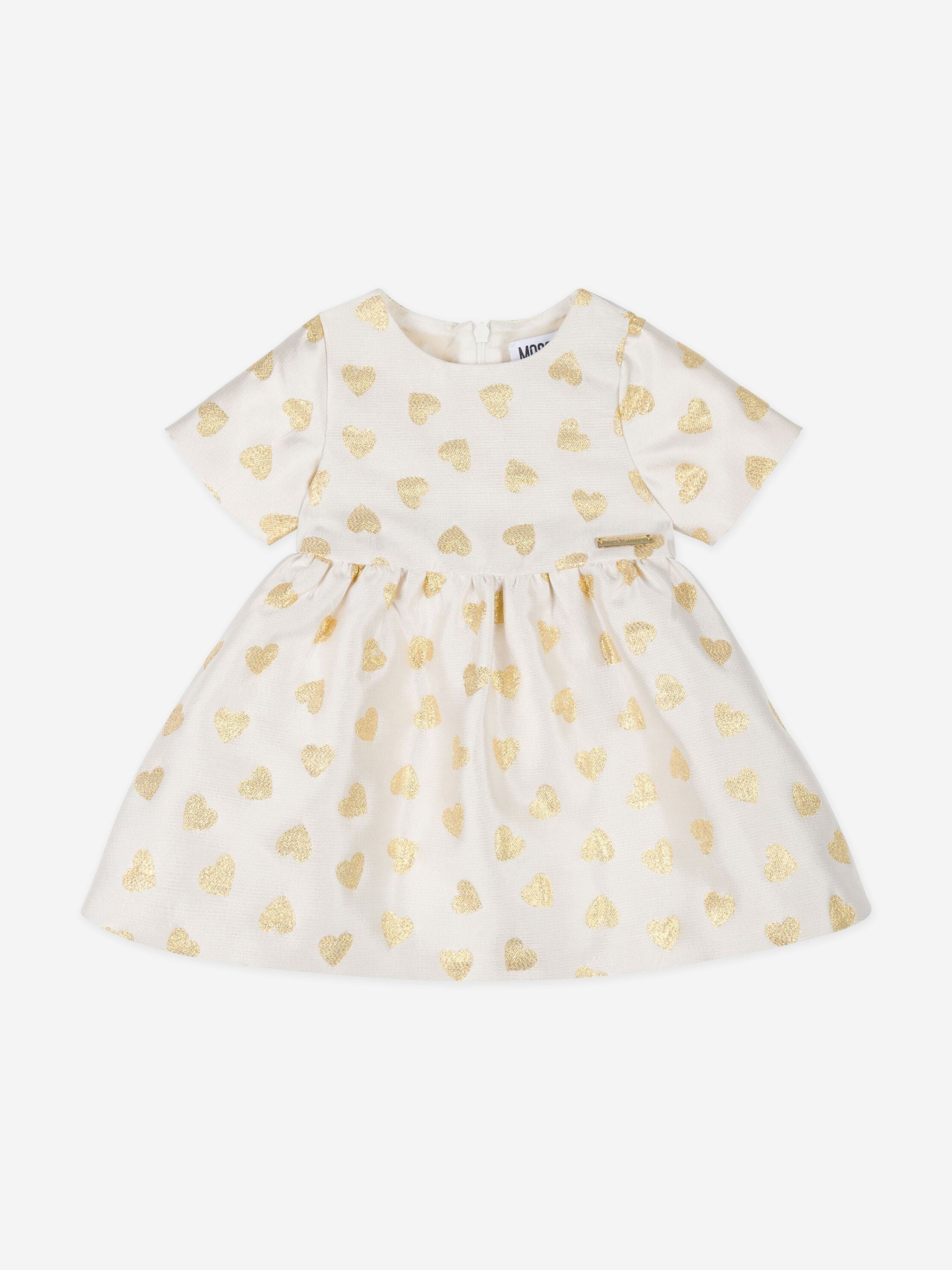 Moschino Baby Girls Hearts Dress in Ivory Clearance With Mastercard
