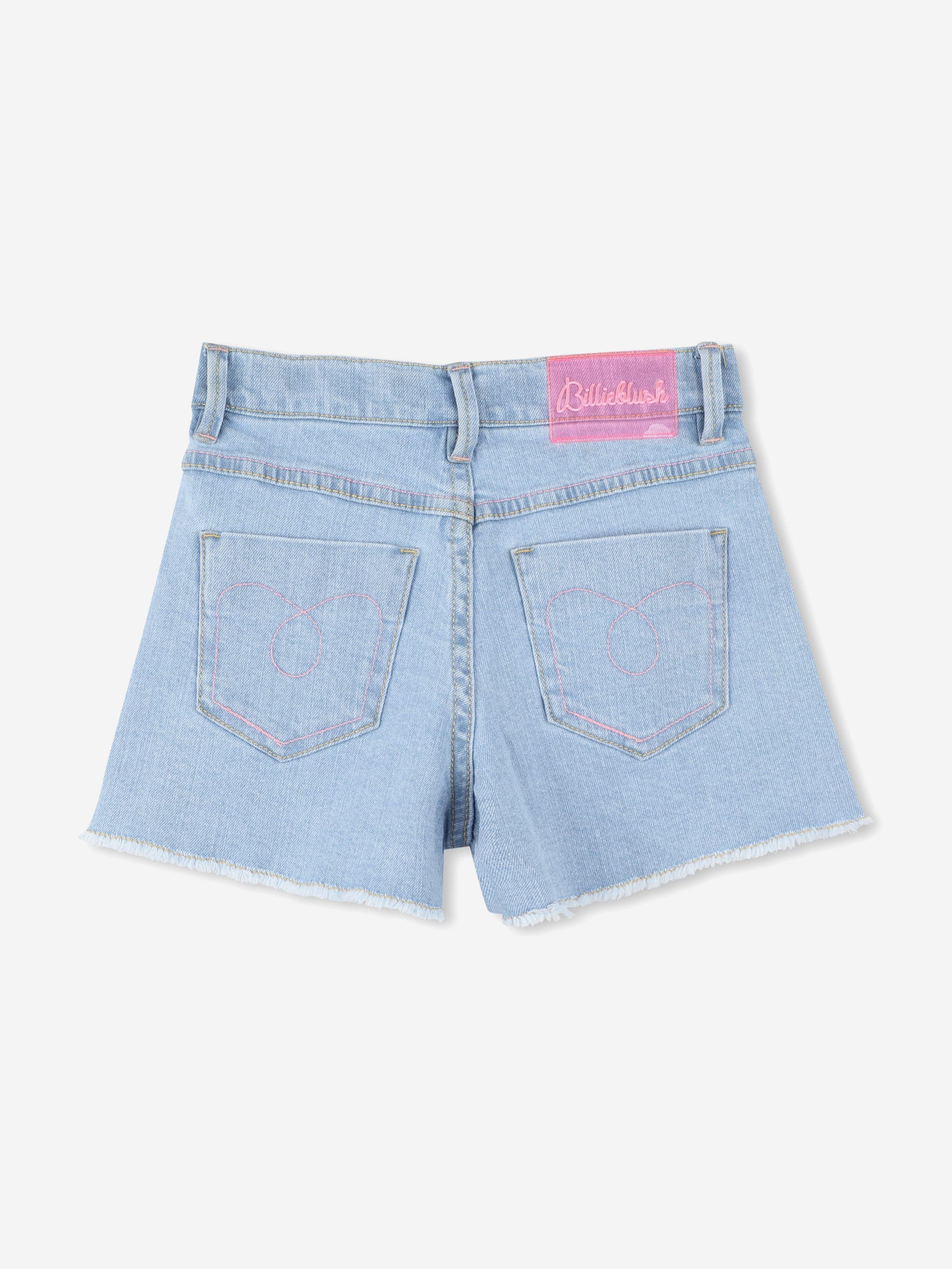 Girls Sequin Denim Shorts in Blue 100% Original Cheap Pice