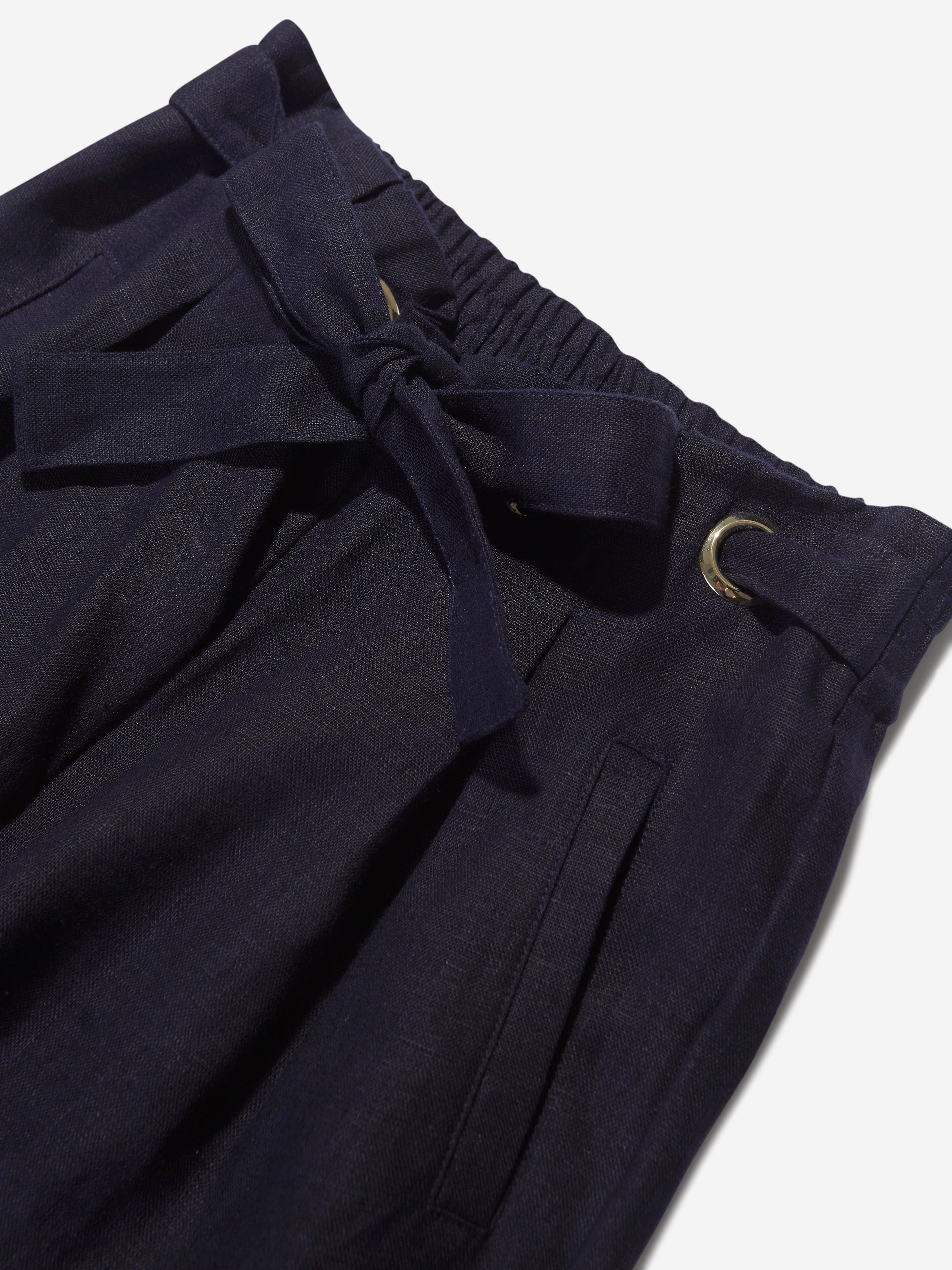 Chlo¨¦ Girls Linen Trousers in Navy Low Cost Cheap Pice