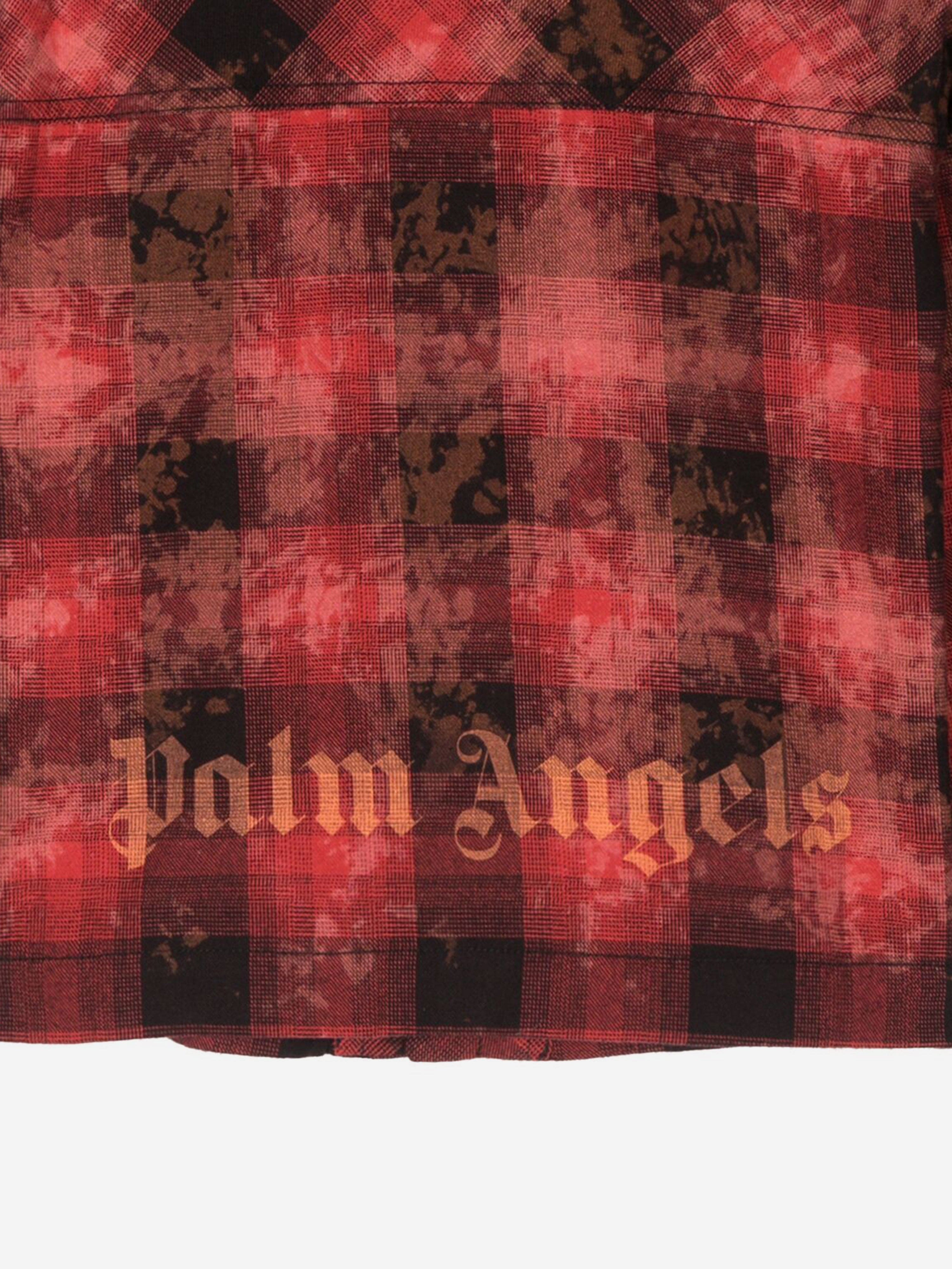 Palm Angels Boys Bleach Flannel Overshirt in Red Shipping Outlet Store Online