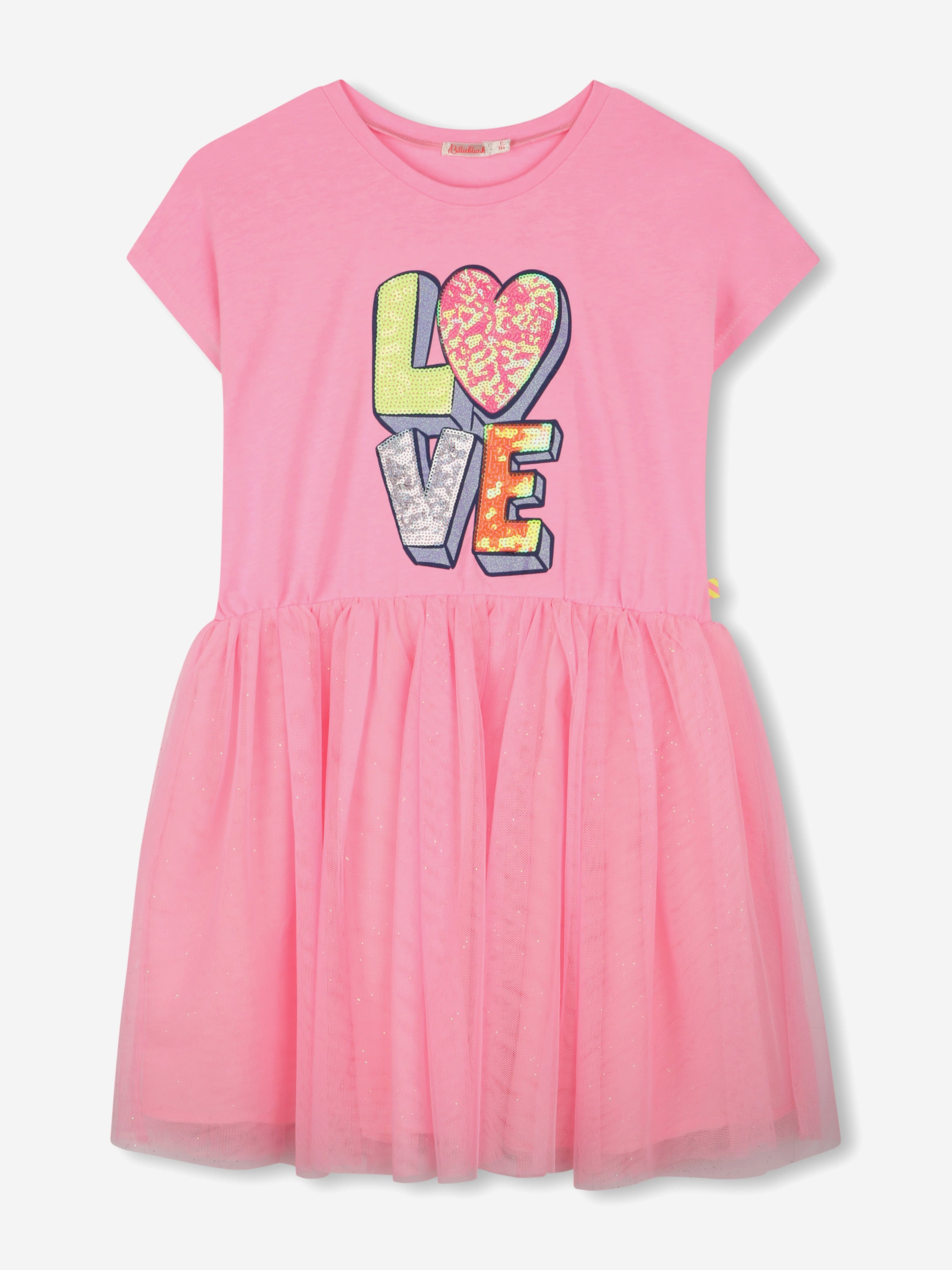 Girls Bi-material Love Dress in Pink Cheap Exclusive
