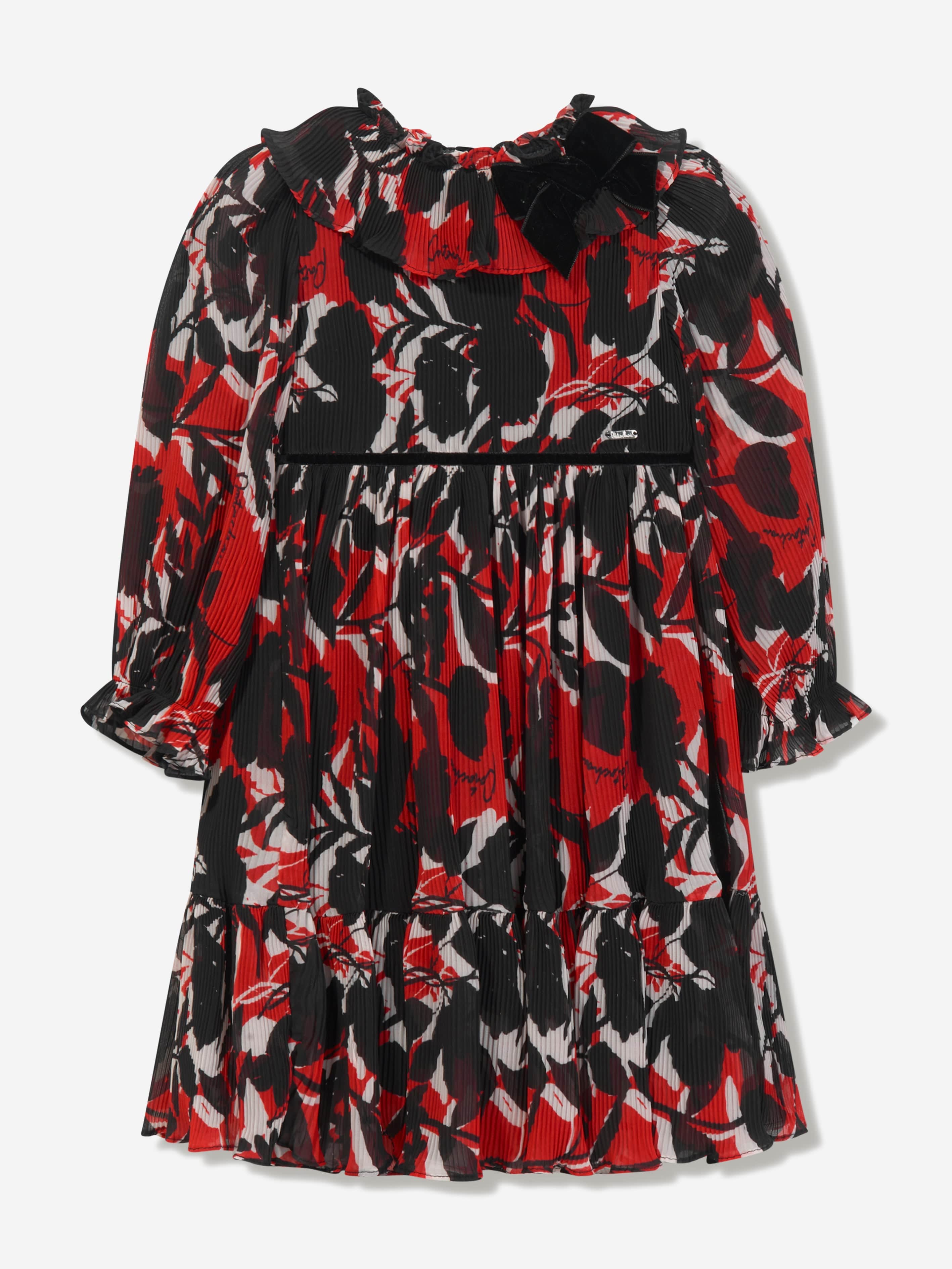 Patachou Girls Chiffon Floral Dress in Black Cheap Sale Perfect